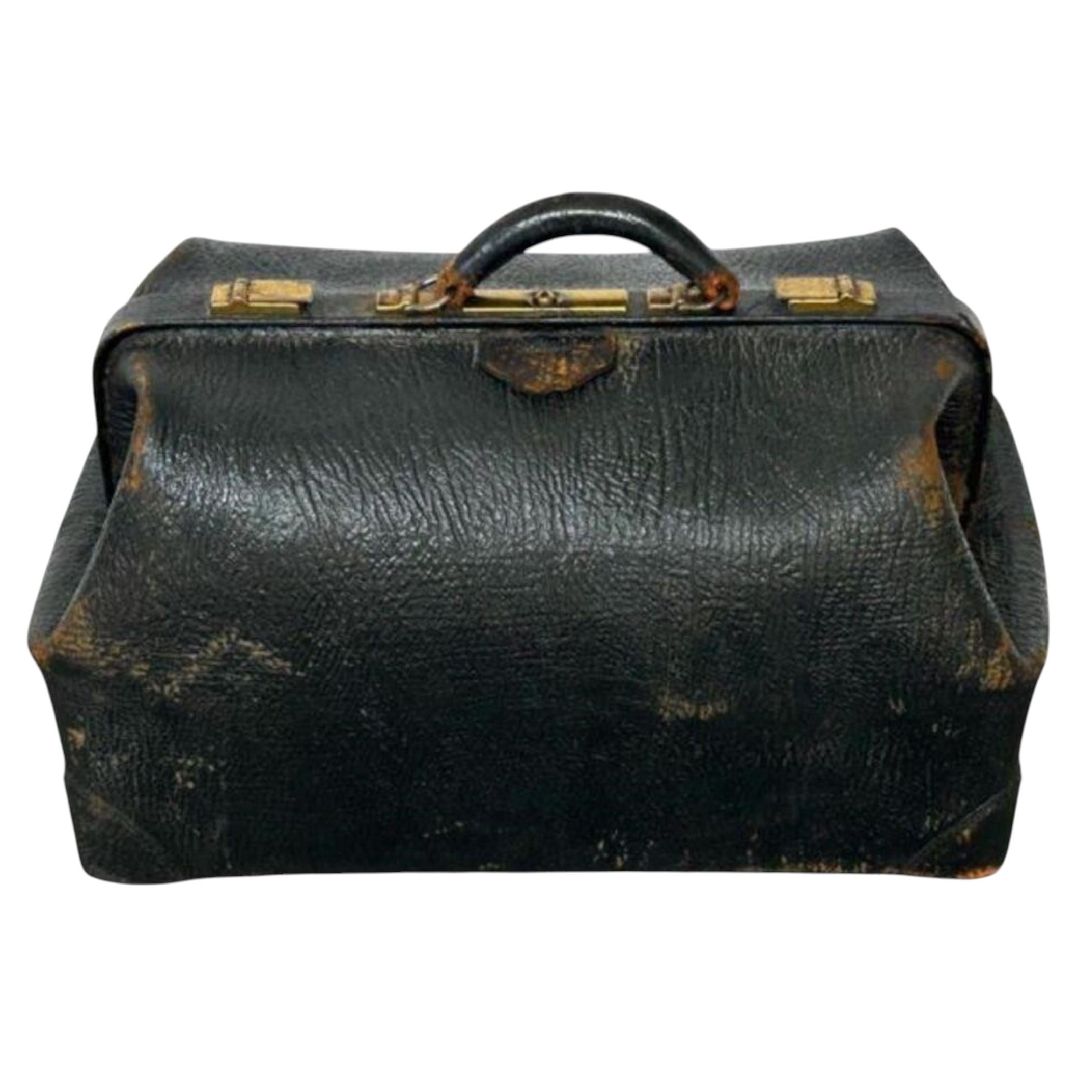 Leder-Arzttasche aus dem späten 19. Jahrhundert, wunderschöne alte Patina.