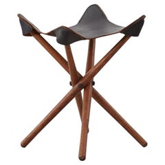 Late 19th Century Leather Folding Travel Stool, England