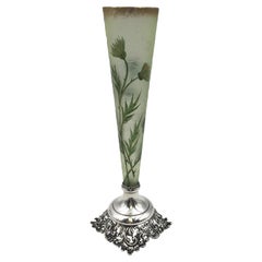 Late 19th Century Lebkuecher Sterling Silver and French Glass Vase Arts & Crafts