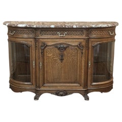 Late 19th Century Liégeois Régence Style Oak Display Buffet with Rouge Marble