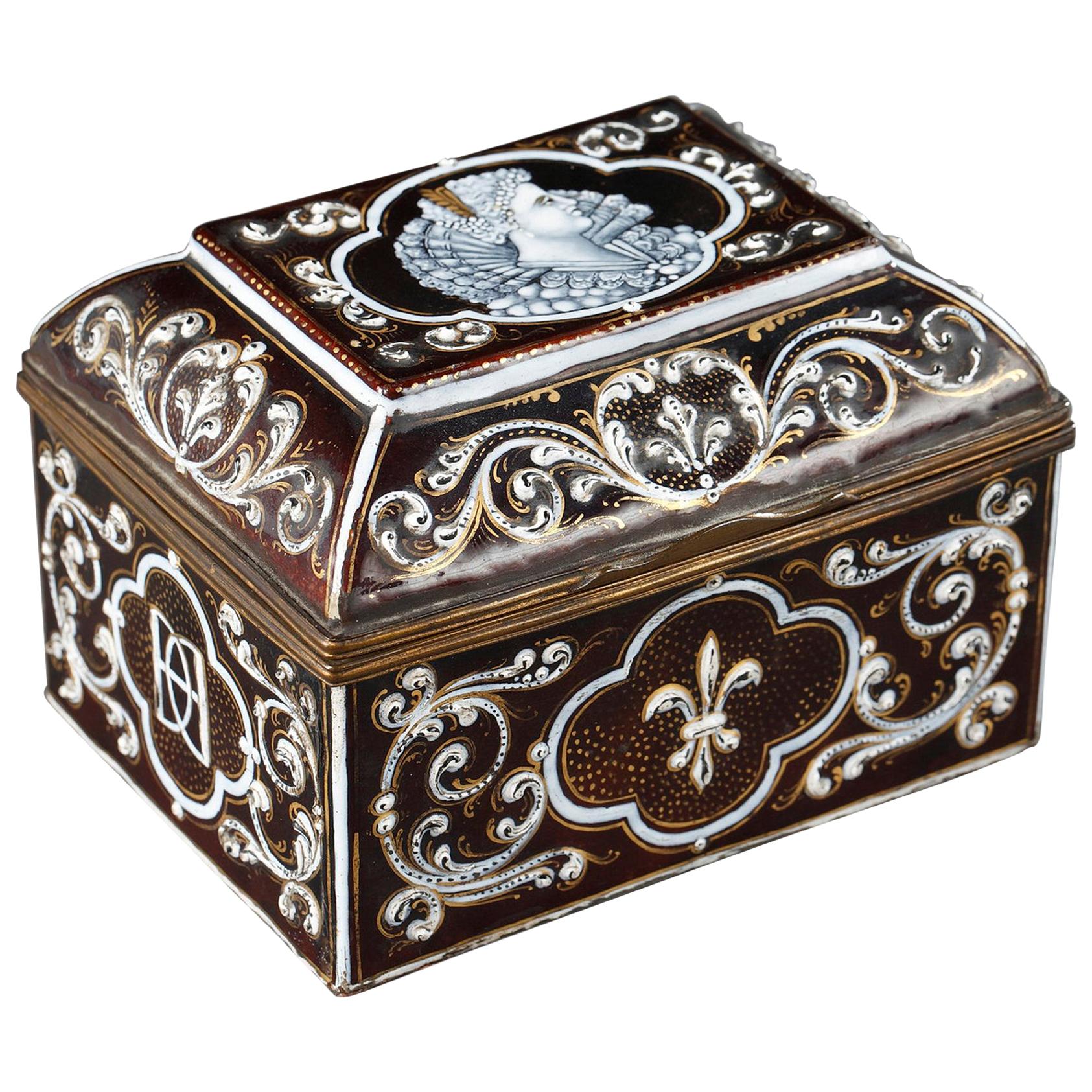 Late 19th Century Limoges Enamel Keepsake Box For Sale