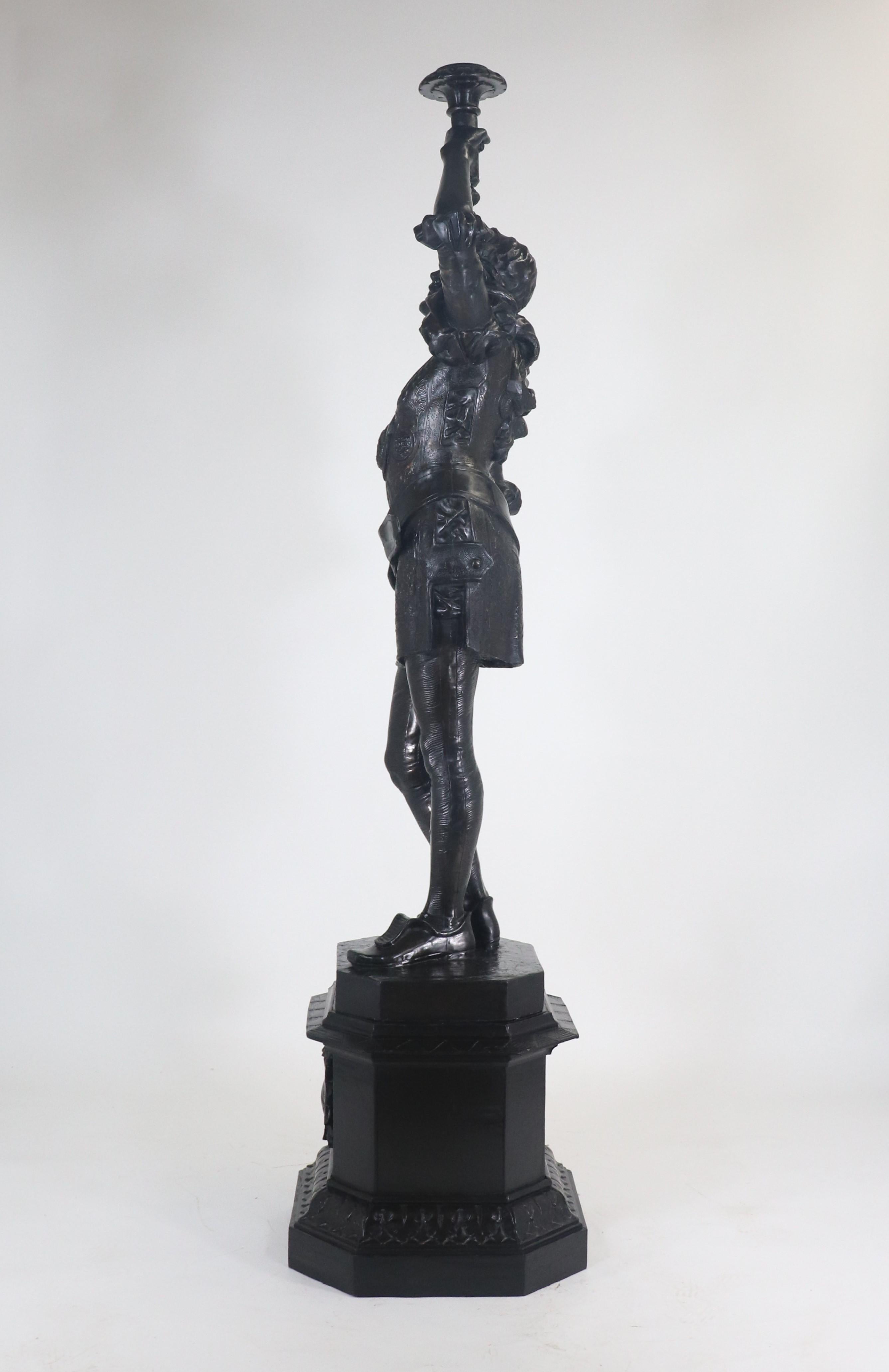 Escultura tallada italiana figurativa renacentista de finales del siglo XIX de tamaño natural Renacimiento renacentista en venta