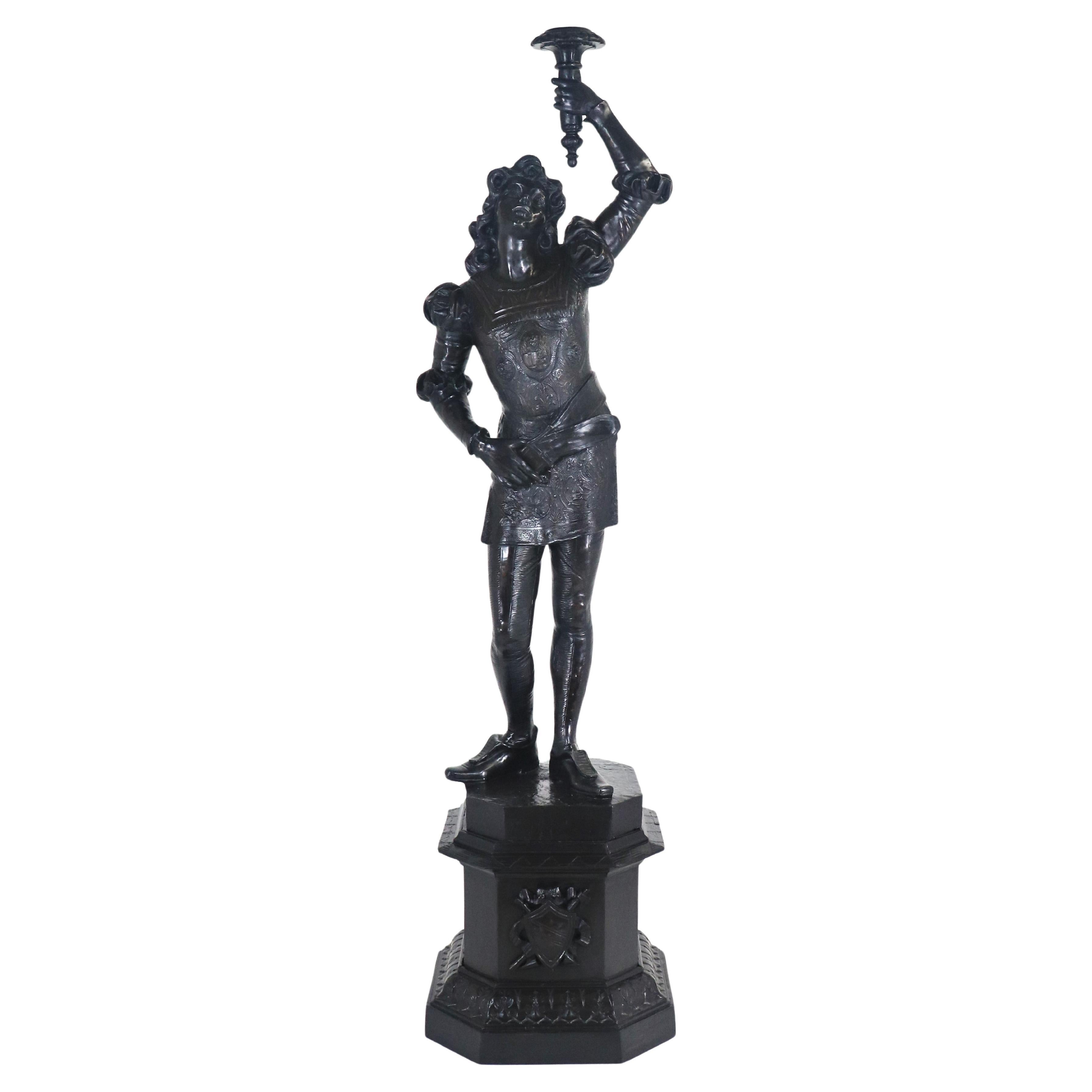 Escultura tallada italiana figurativa renacentista de finales del siglo XIX de tamaño natural