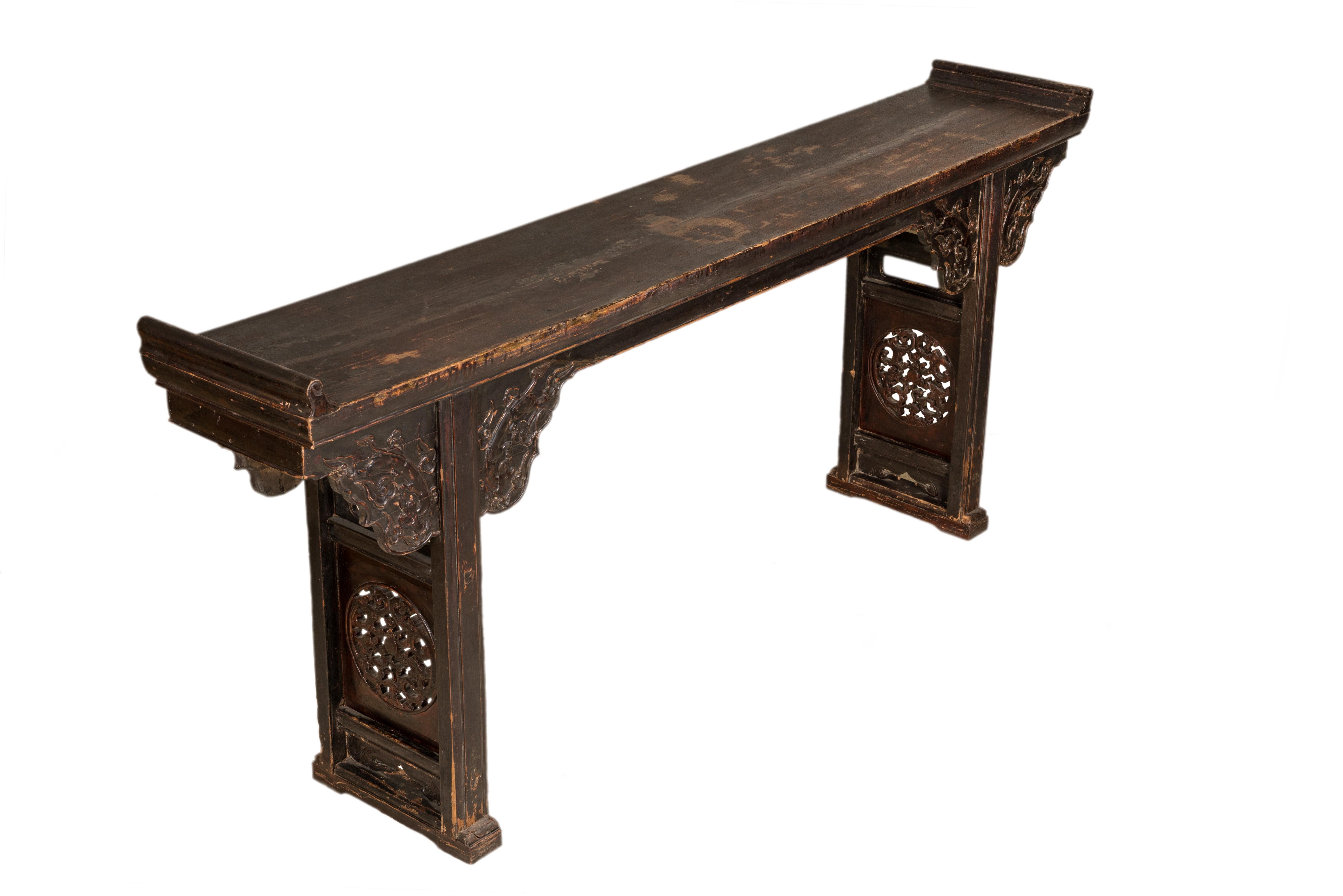 Qing Late 19th Century Long Elmwood Console Table