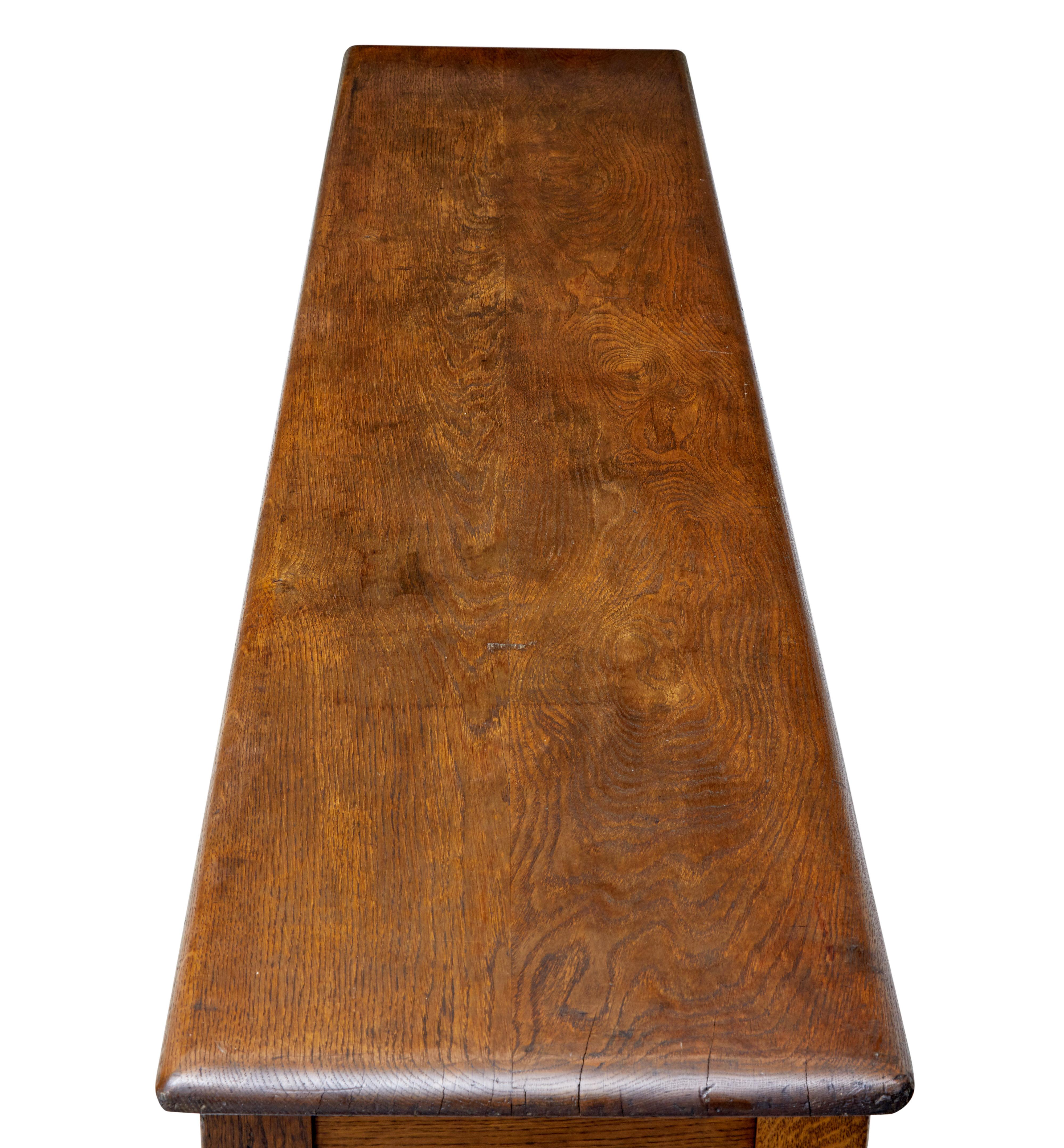 English Late 19th Century Long Oak Bench