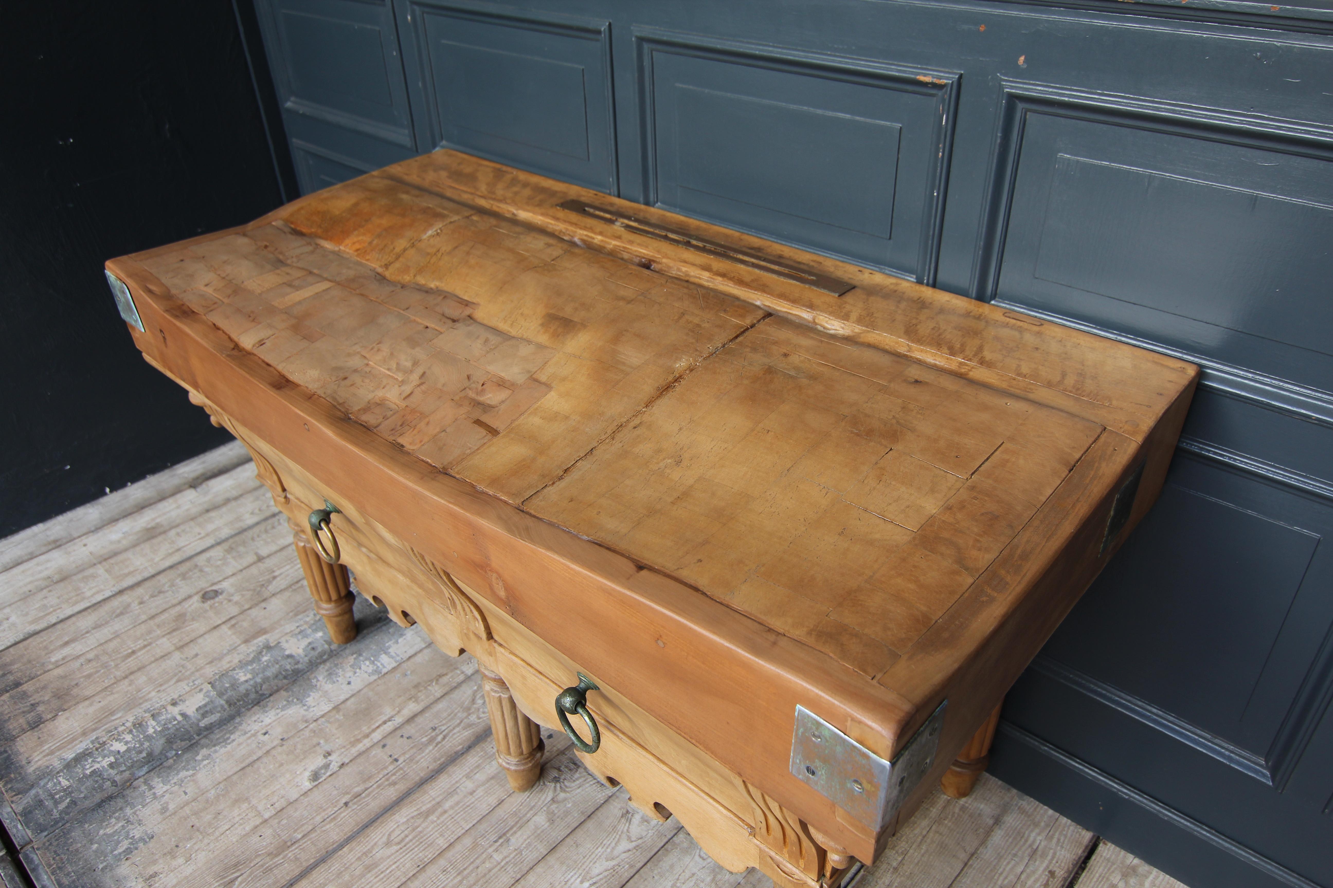 Late 19th Century Louis Philippe Butcher Block Table 4