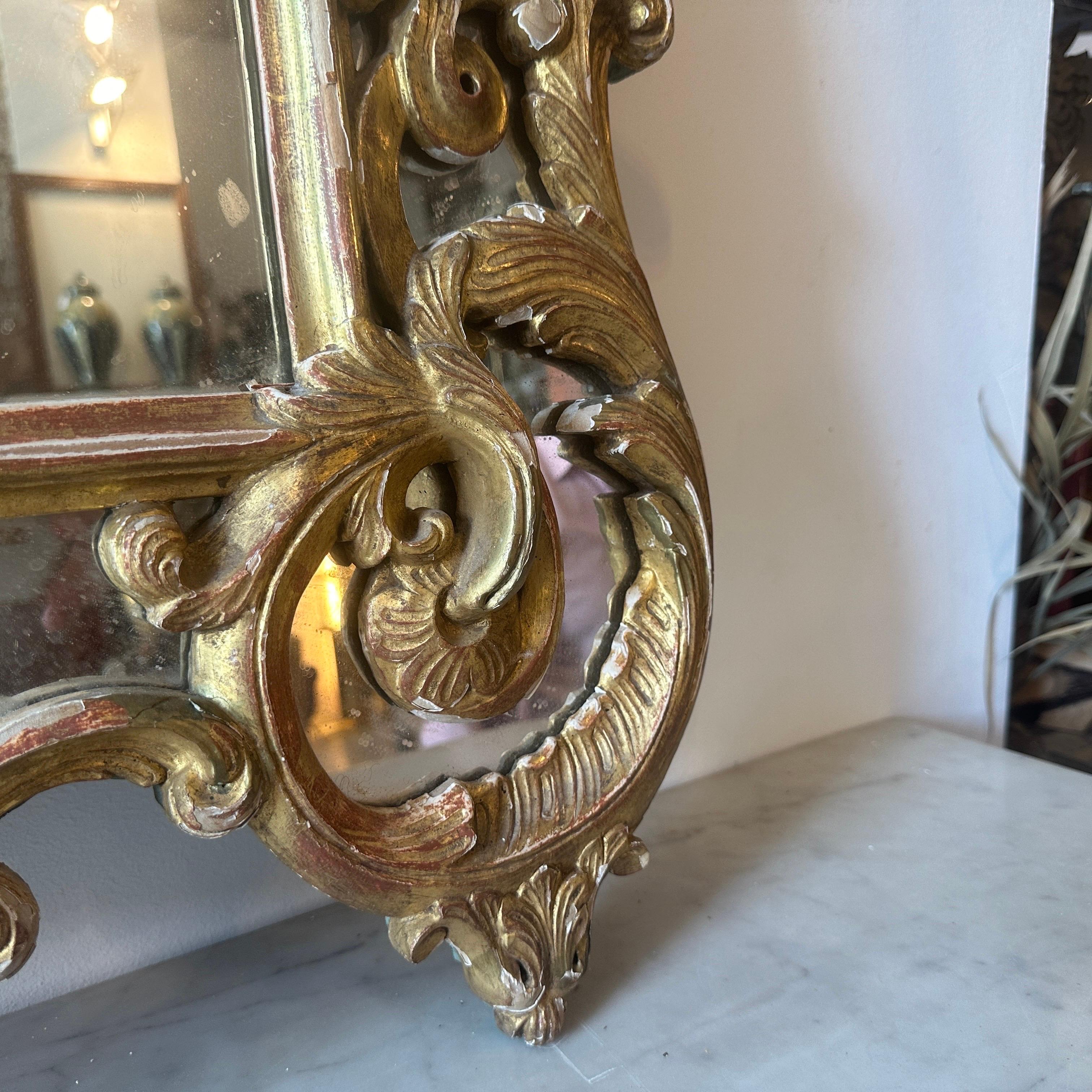 Late 19th Century Louis Philippe Gilded Wood Italian Wall Mirror For Sale 9