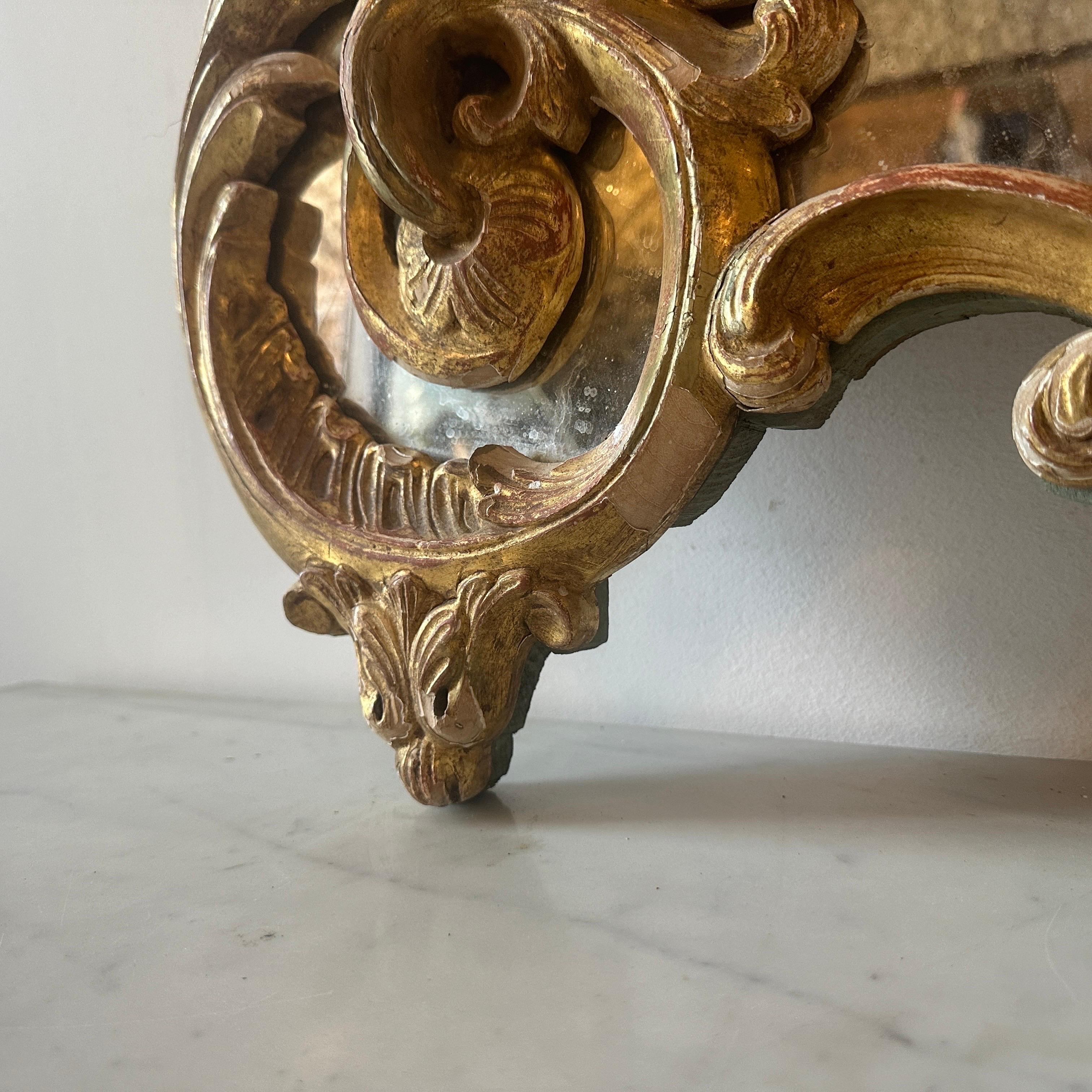 Late 19th Century Louis Philippe Gilded Wood Italian Wall Mirror For Sale 3