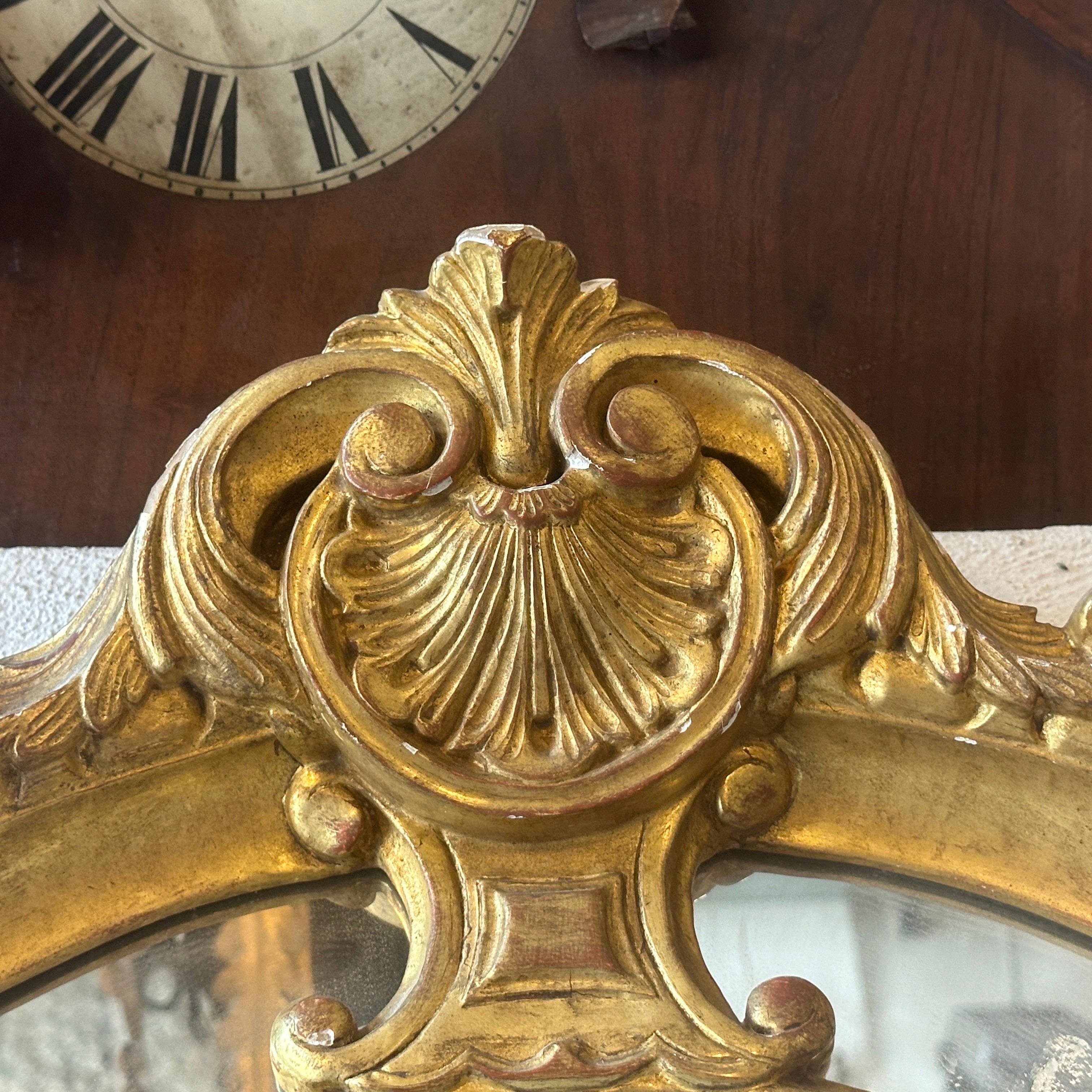 Late 19th Century Louis Philippe Gilded Wood Italian Wall Mirror For Sale 4