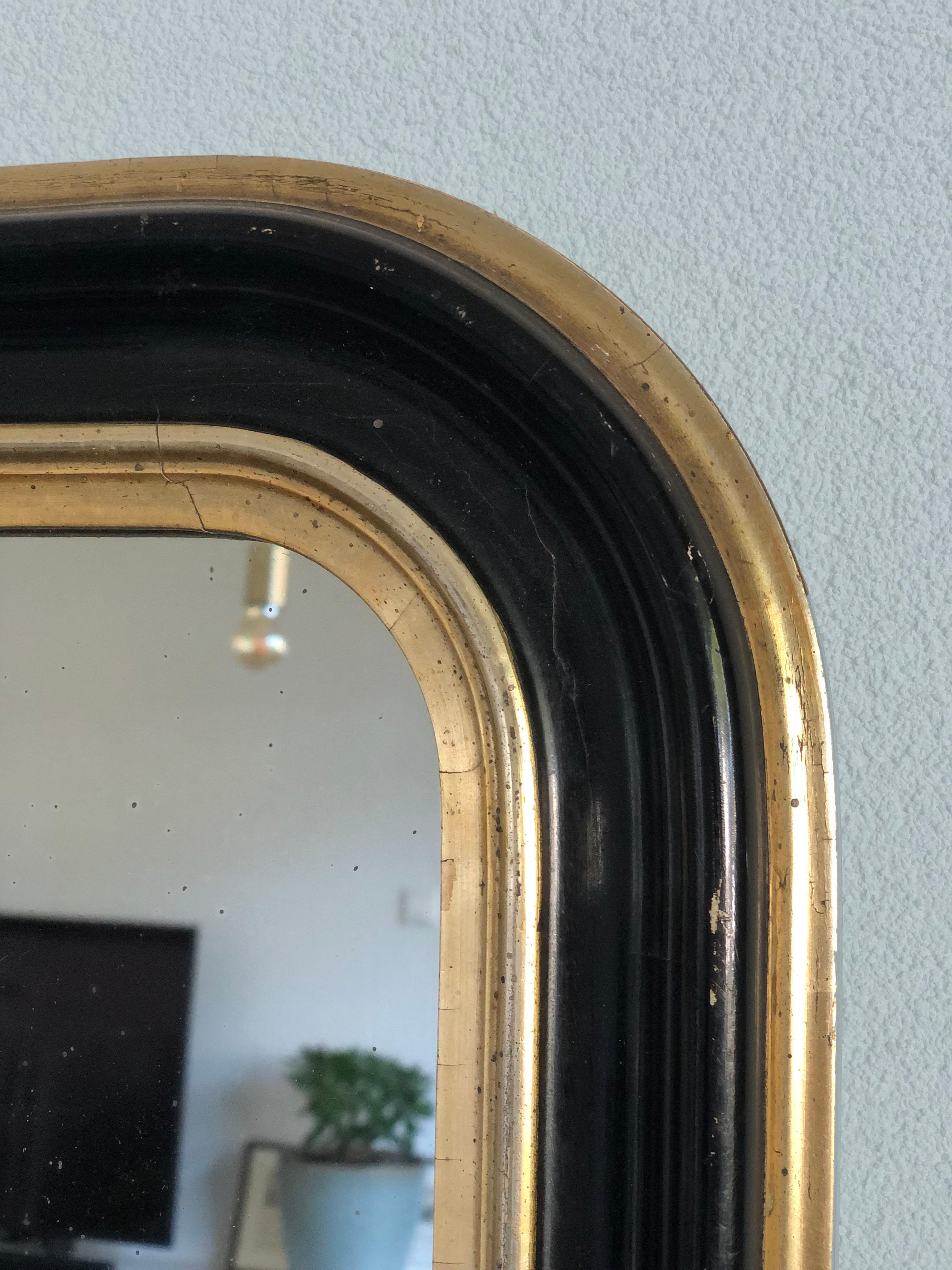 French Late 19th Century Louis Philippe Mirror in Black and Gold France