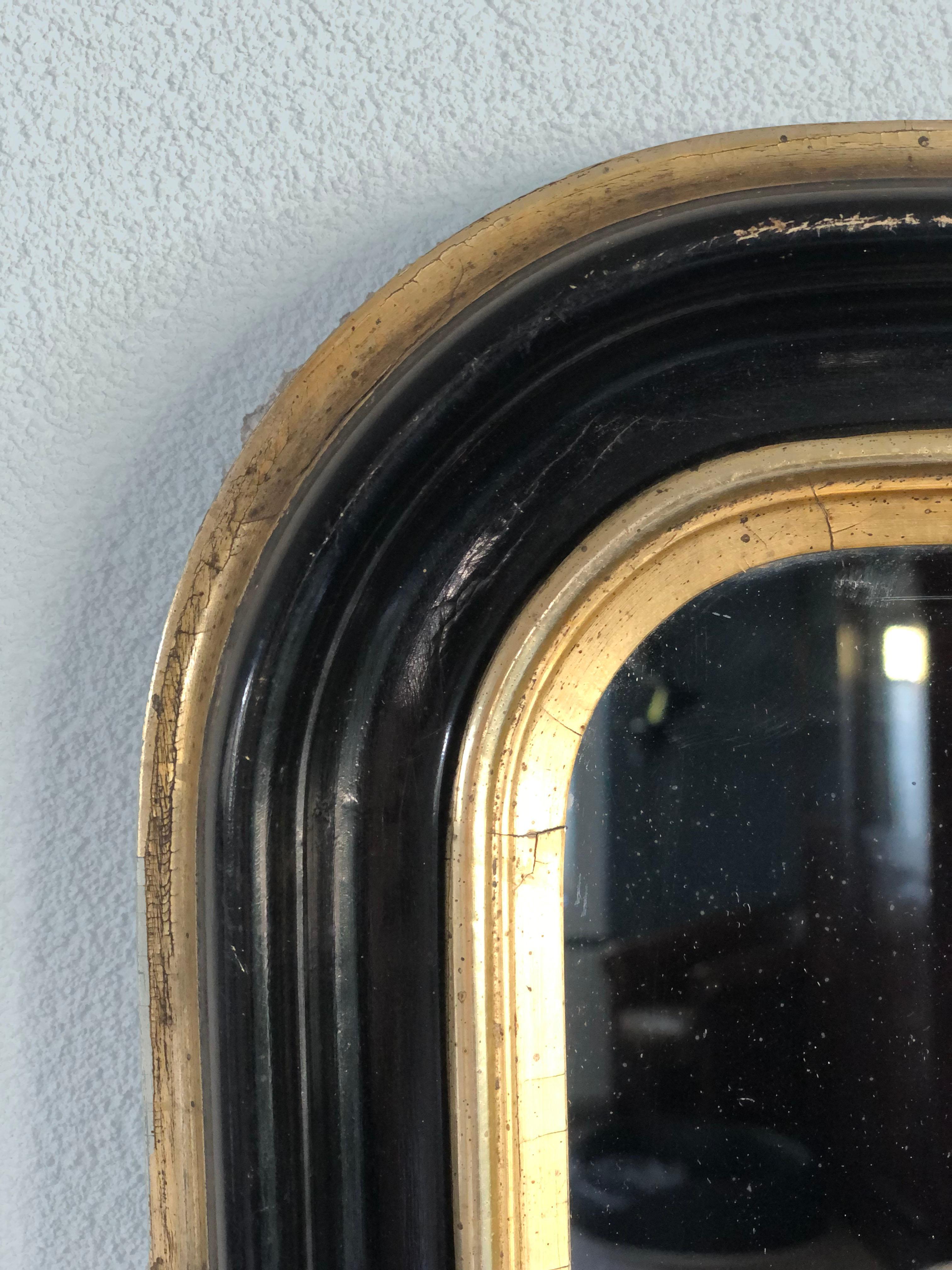 Late 19th Century Louis Philippe Mirror in Black and Gold France 1