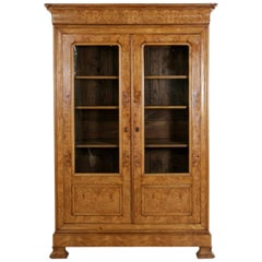 Late 19th Century Louis Philippe Style Burl Ash Bibliotheque, Bookcase, Vitrine
