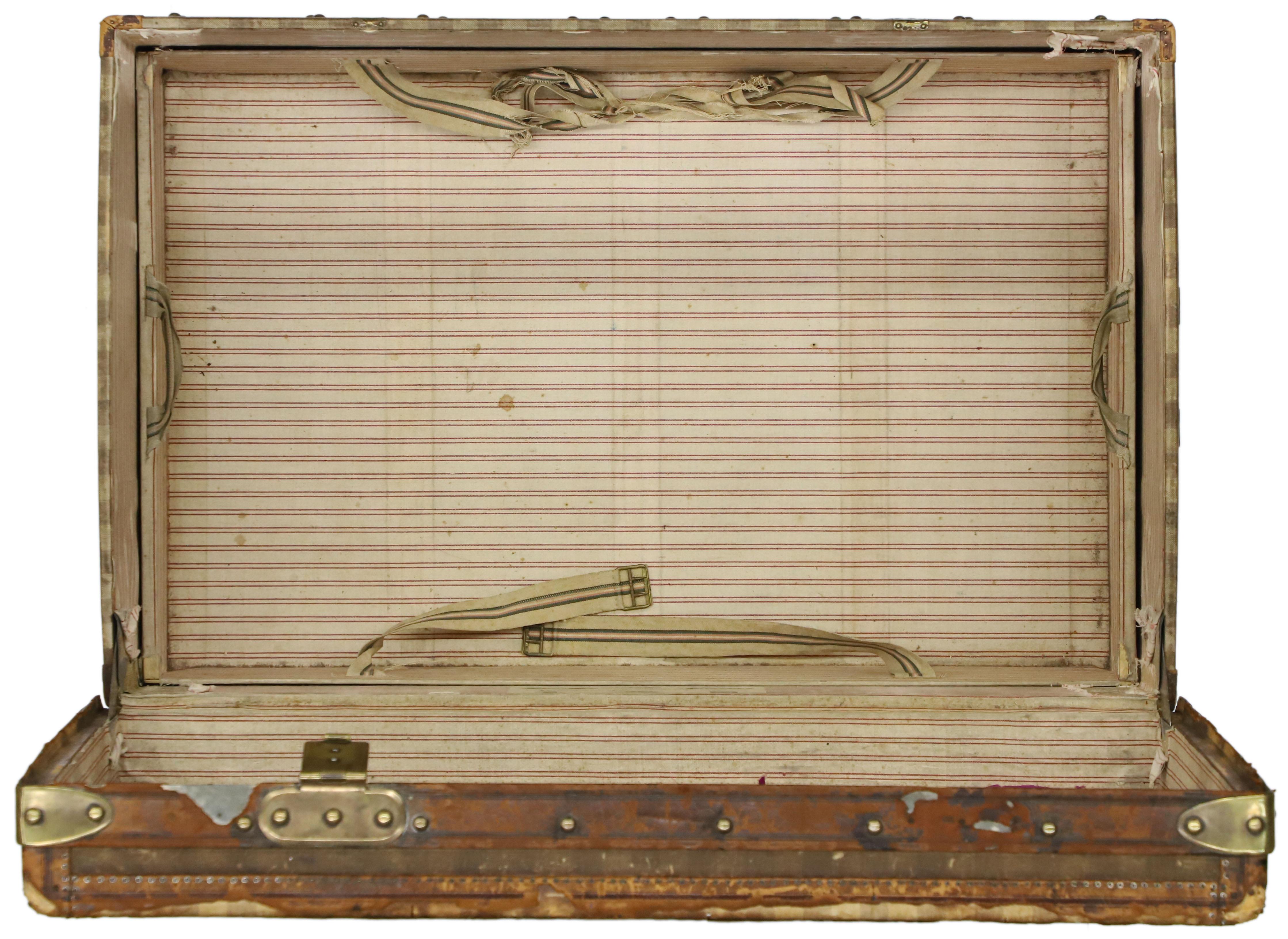 Late 19th Century Louis Vuitton Striped Rayee Canvas Steamer Trunk 4