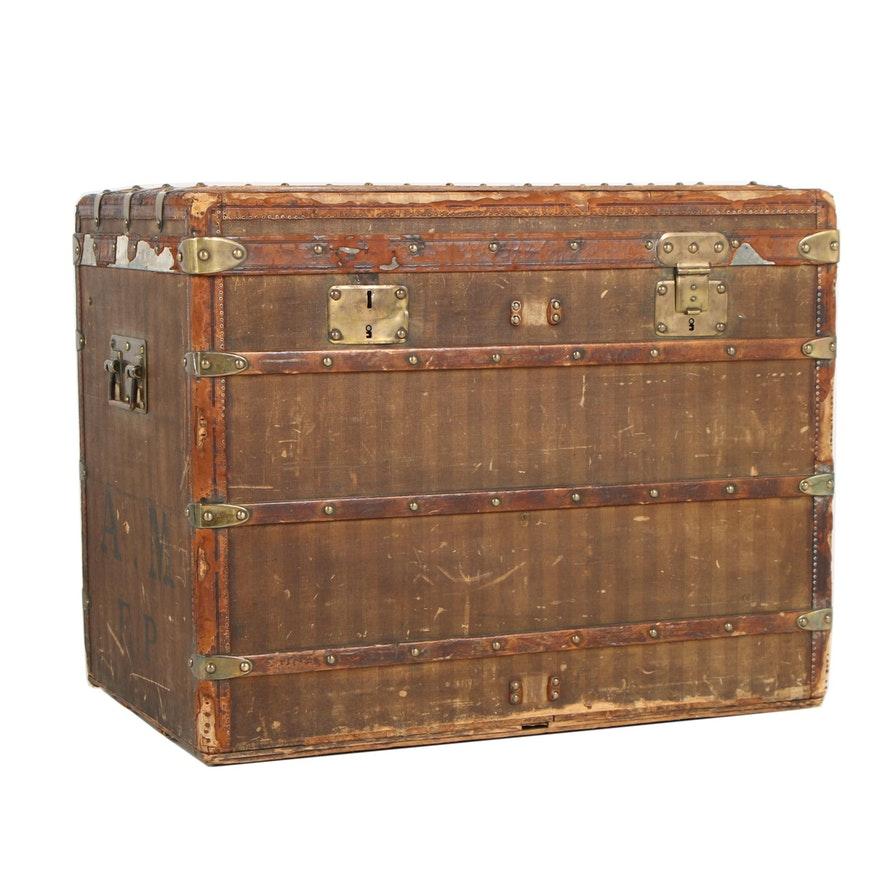 Late 19th Century Louis Vuitton Striped Rayee Canvas Steamer Trunk 10