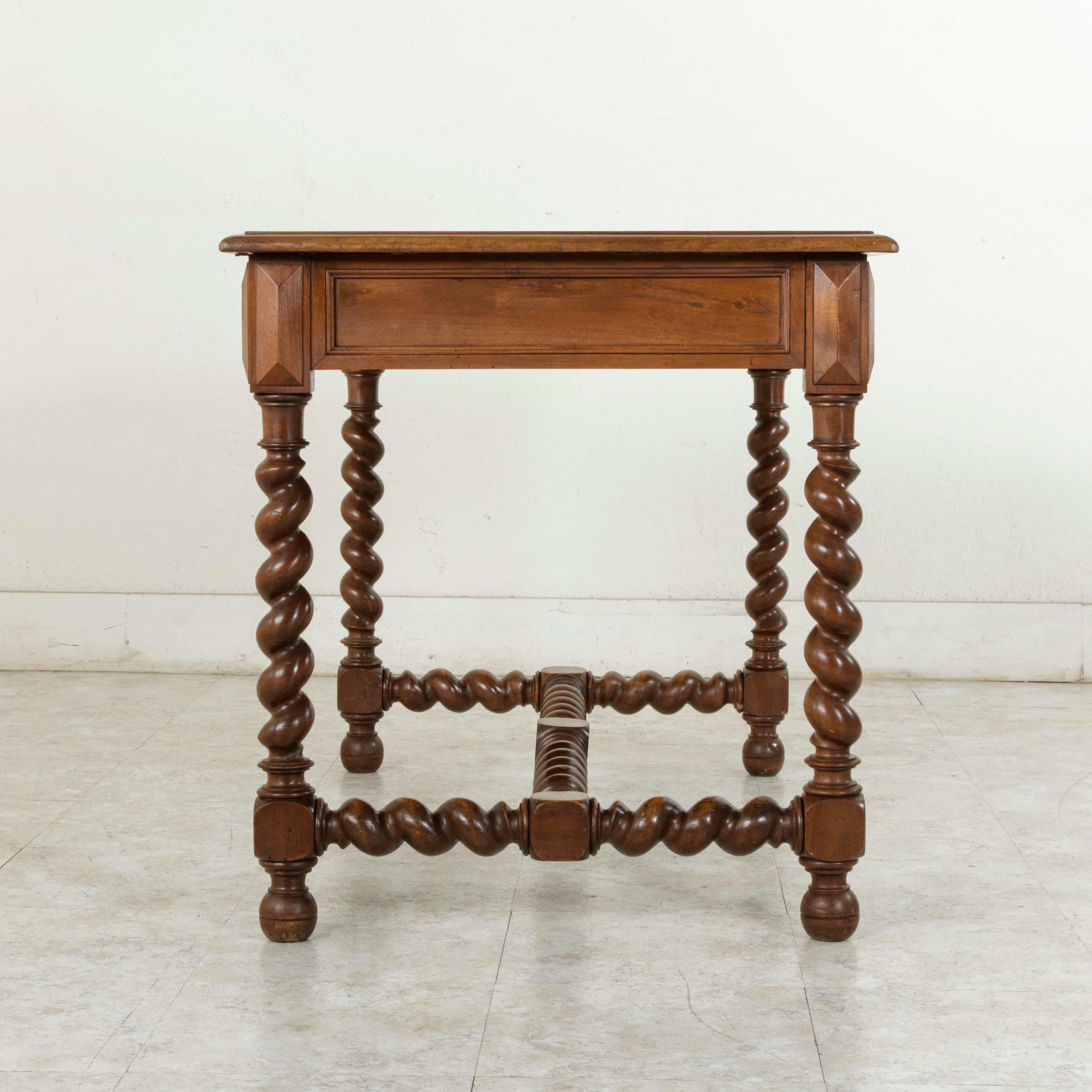 Late 19th Century Louis XIII Style Walnut Writing Table, Desk, Barley Twist Legs 2