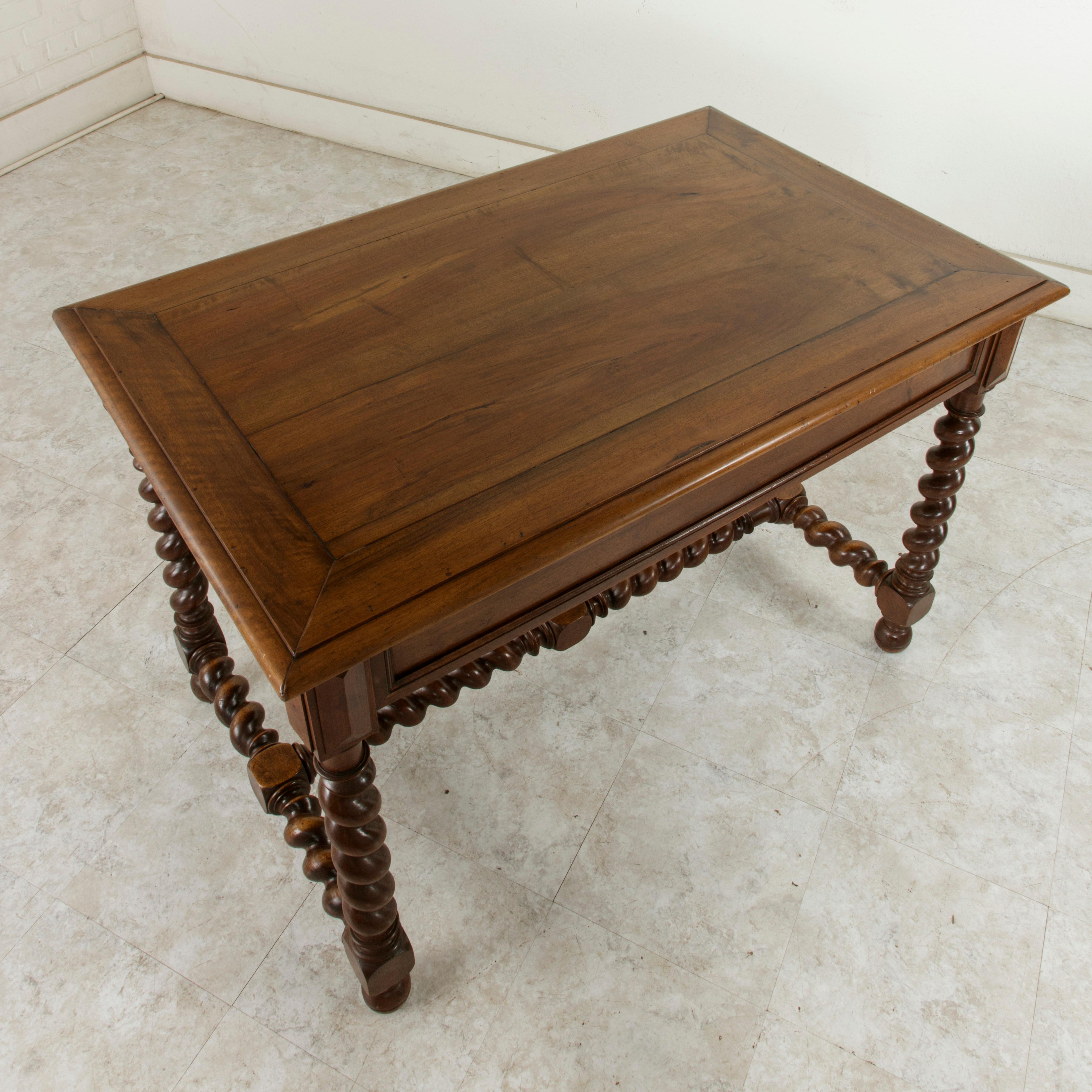 Late 19th Century Louis XIII Style Walnut Writing Table, Desk, Barley Twist Legs 3