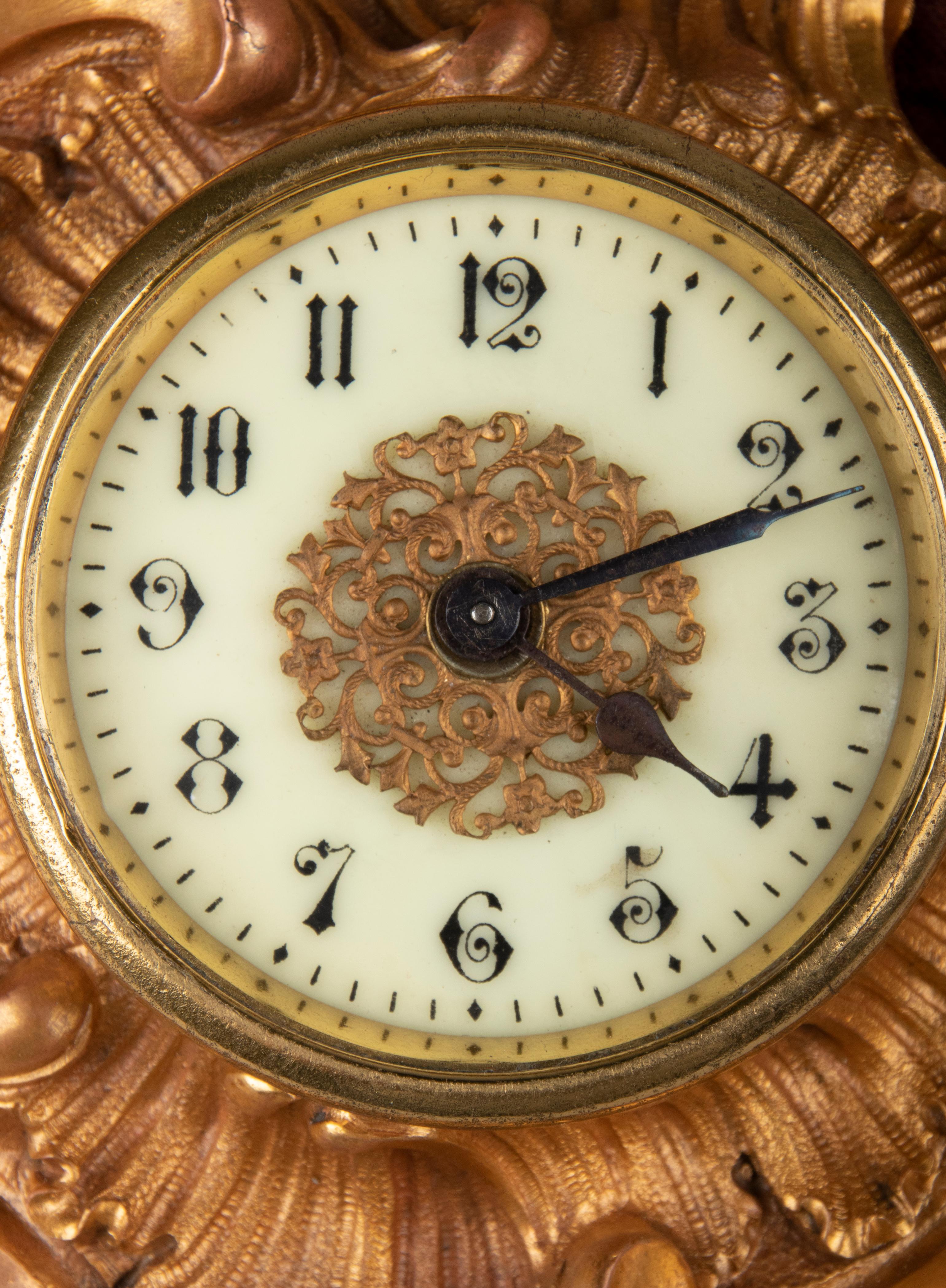 Late 19th Century Louis XV Rococo Style Gilt Bronze Cartel Wall Clock For Sale 2