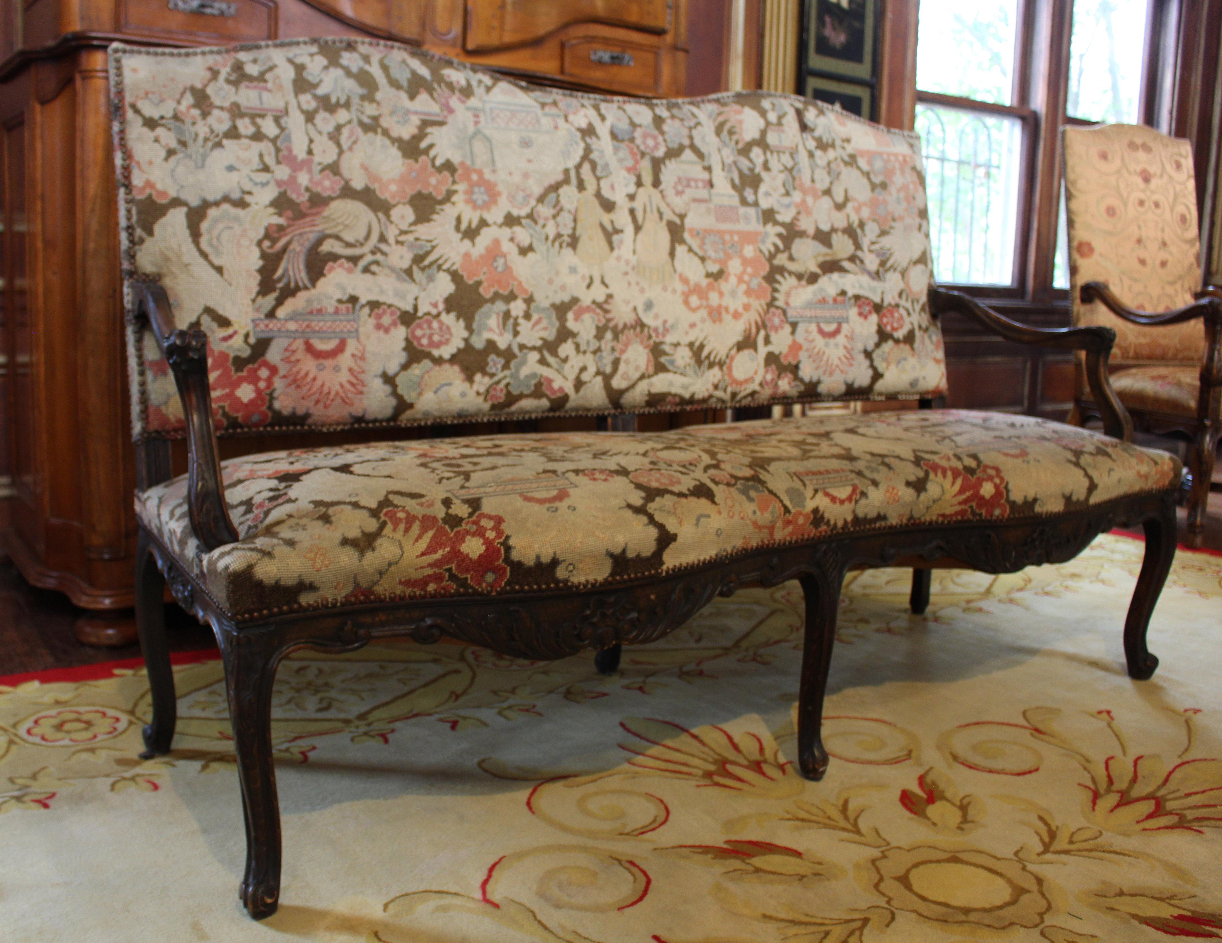 Carved Late 19th Century Louis XV Style French Canape Sofa