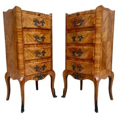 Late 19th Century Louis XV Style French Marquetry and Marble Chests of Drawers