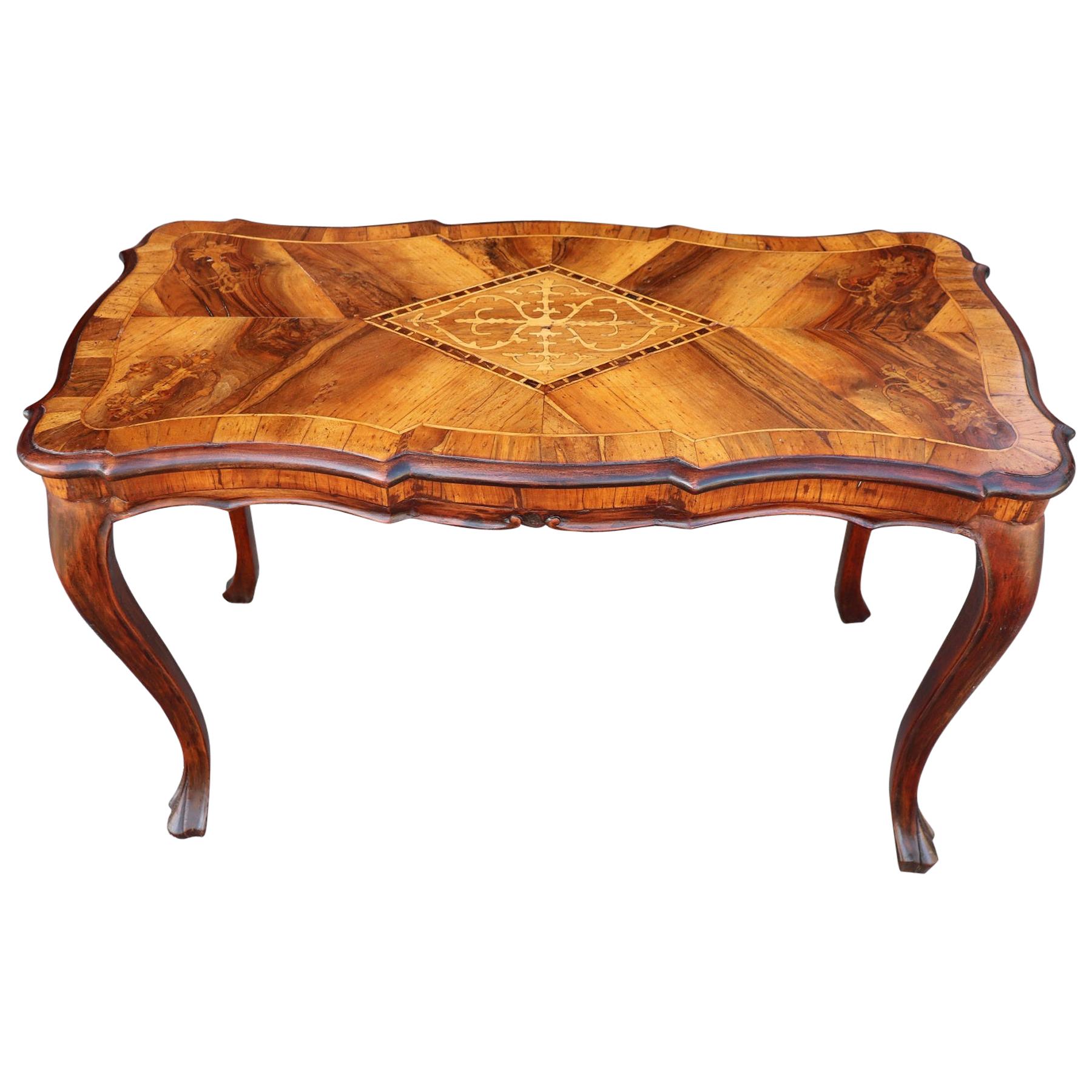 Late 19th Century Louis XV Style Inlaid Walnut Side Table or Sofa Table