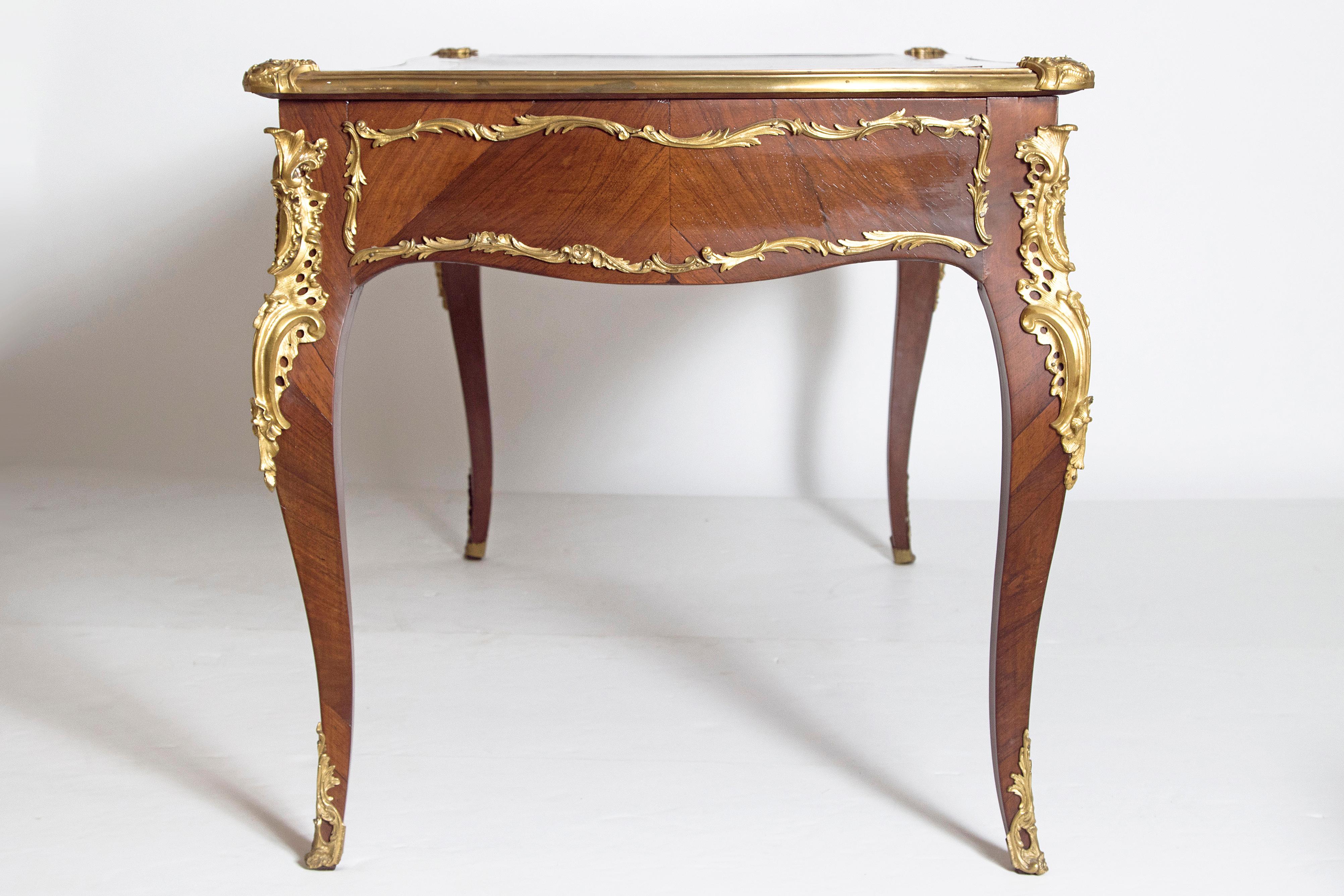 Late 19th Century Louis XV Style Rosewood and Ormolu Bureau Plat 4