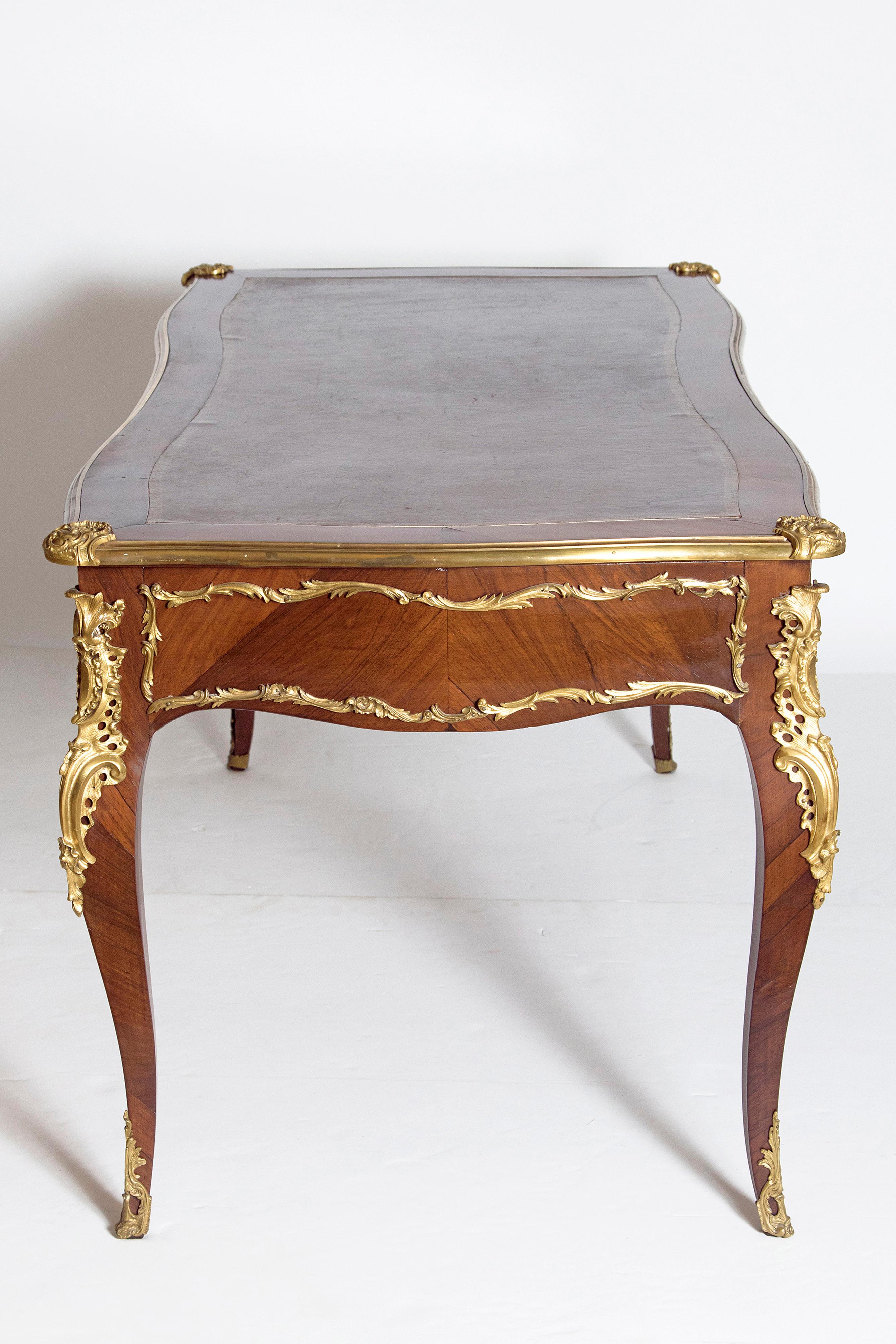 Late 19th Century Louis XV Style Rosewood and Ormolu Bureau Plat 5