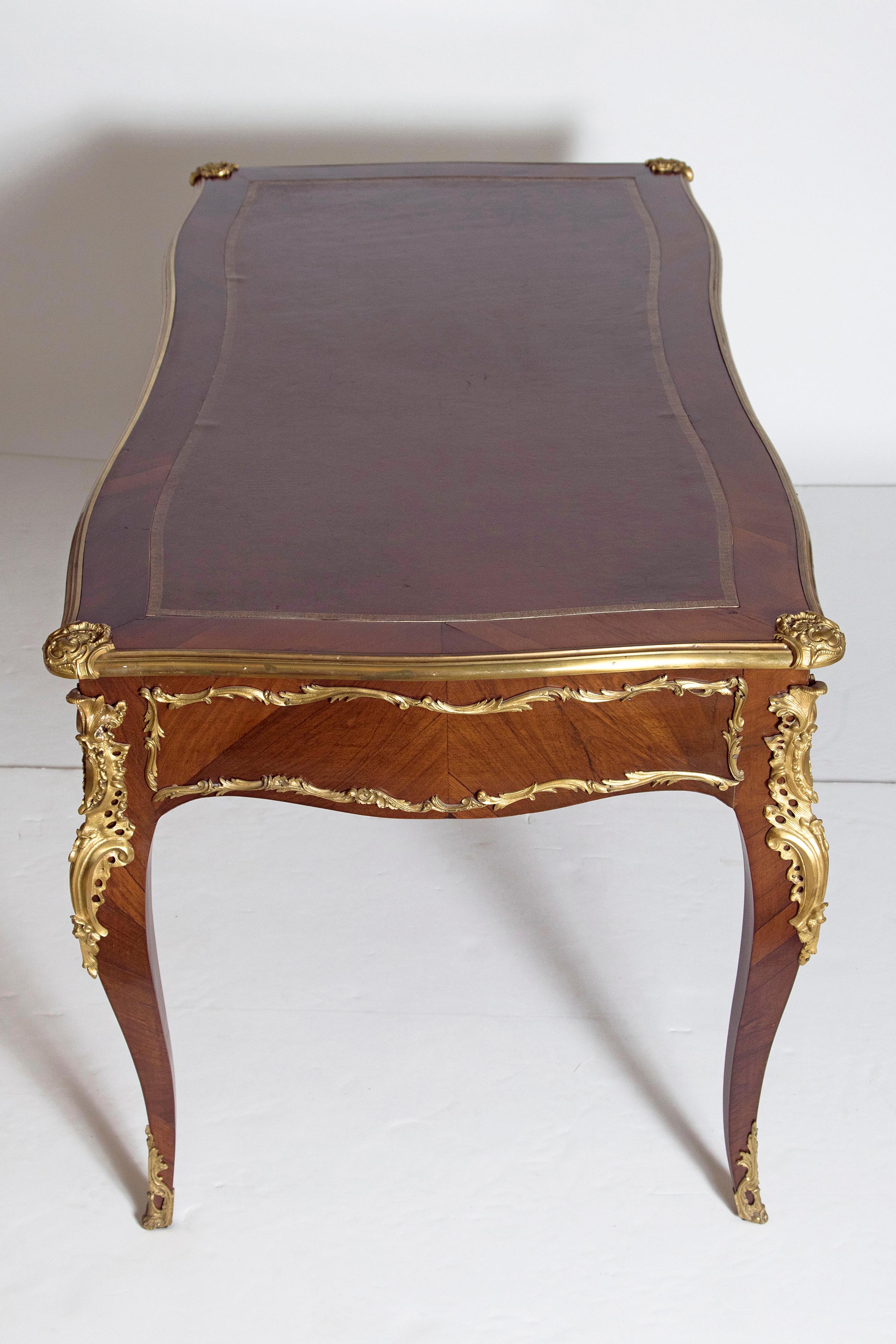 Late 19th Century Louis XV Style Rosewood and Ormolu Bureau Plat 7