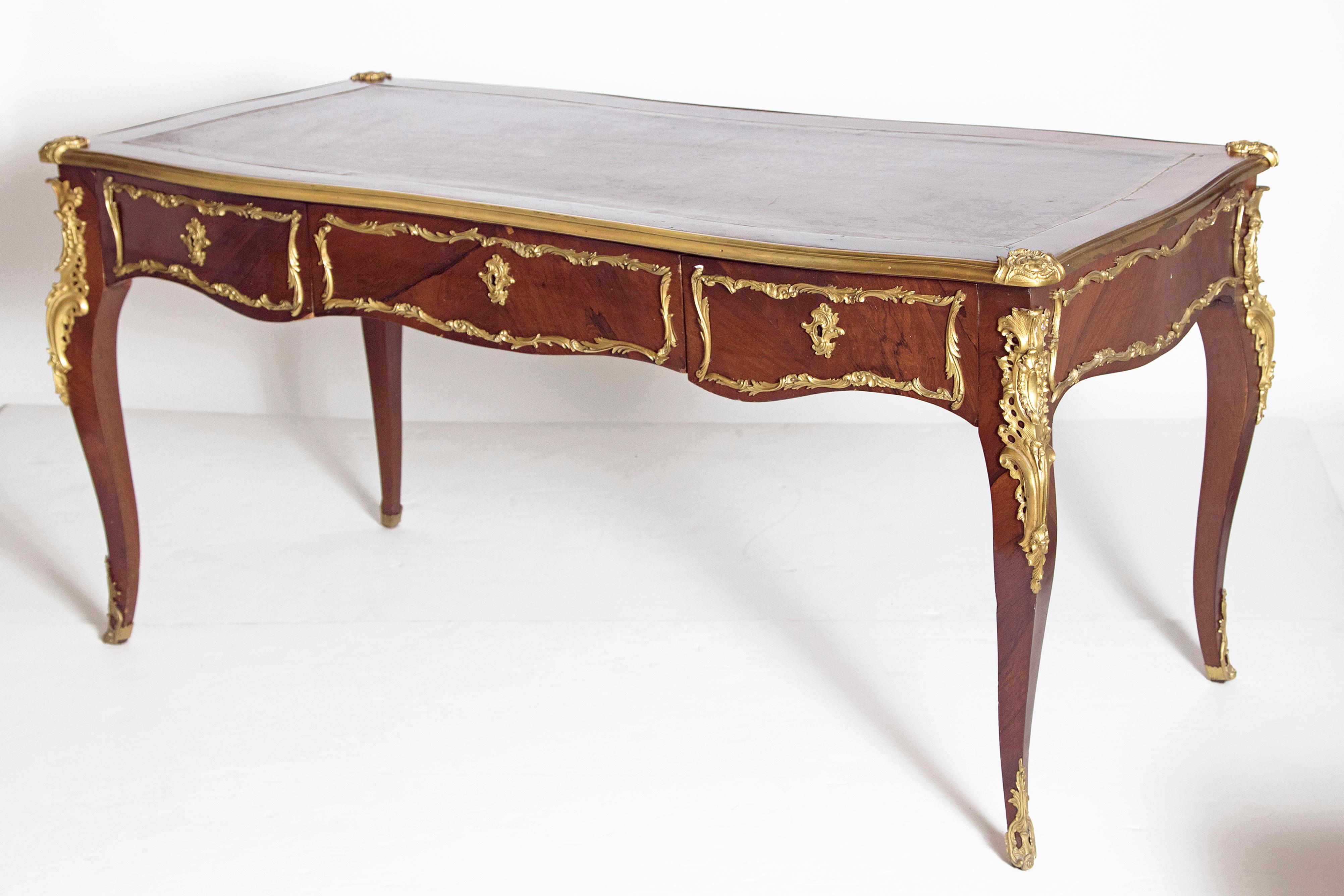 Late 19th Century Louis XV Style Rosewood and Ormolu Bureau Plat 8
