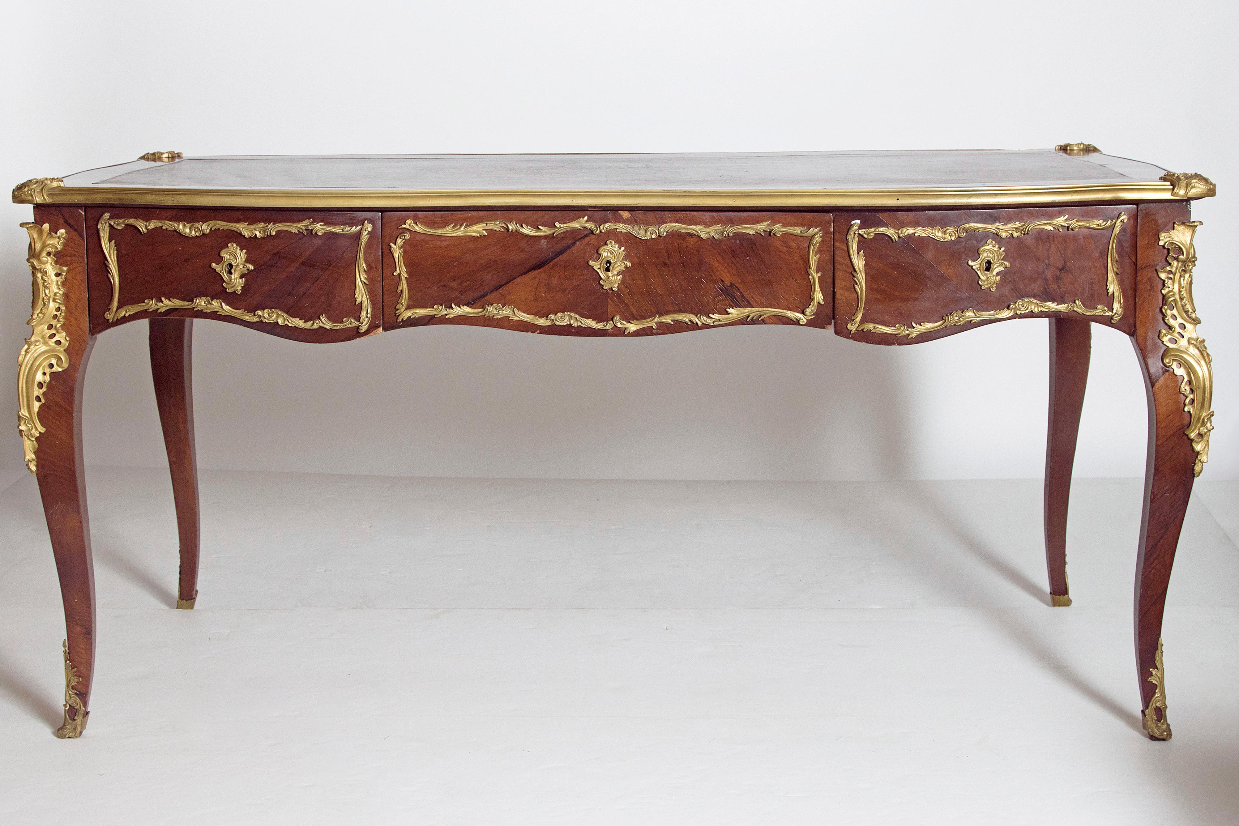 Late 19th Century Louis XV Style Rosewood and Ormolu Bureau Plat 9
