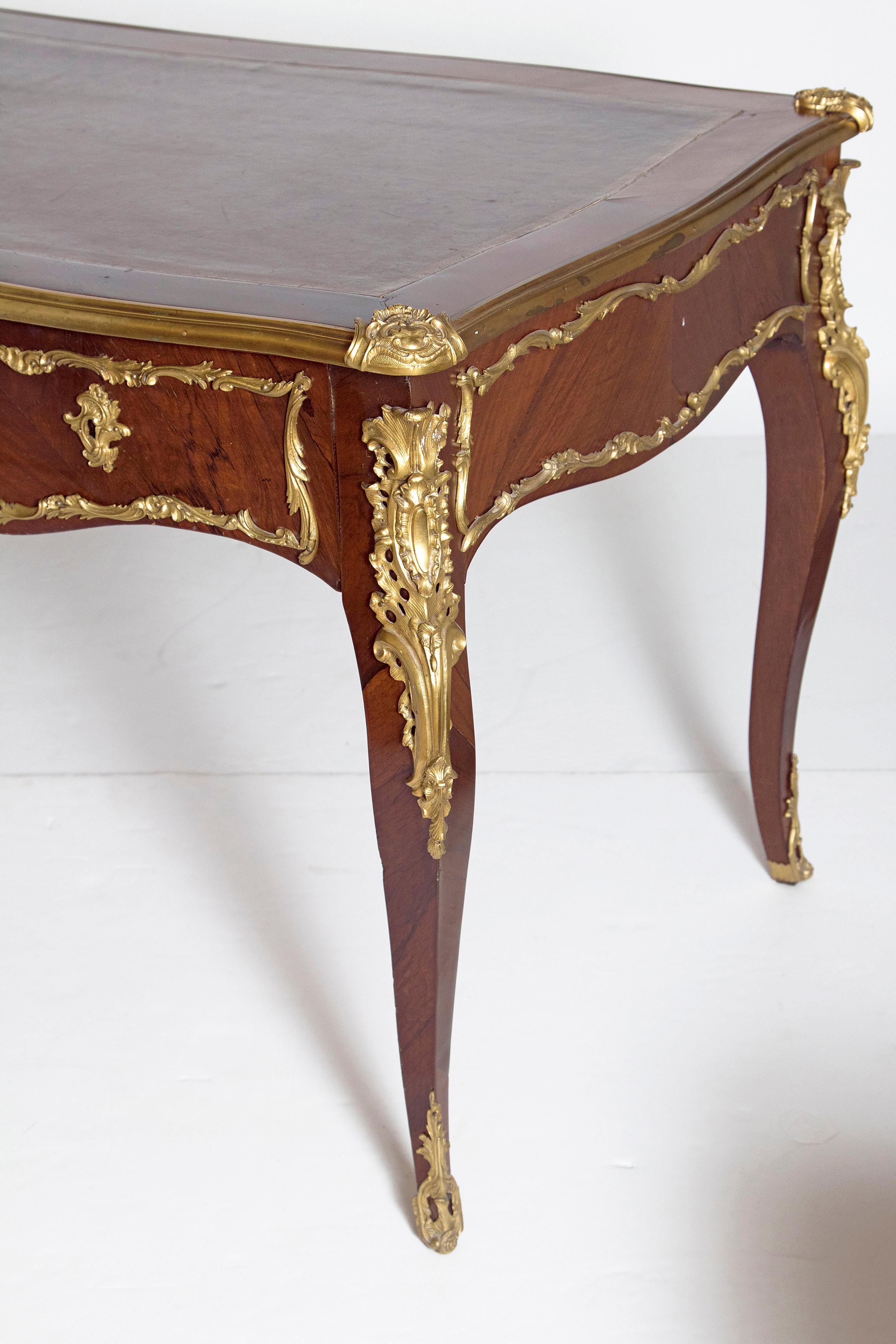 French Late 19th Century Louis XV Style Rosewood and Ormolu Bureau Plat