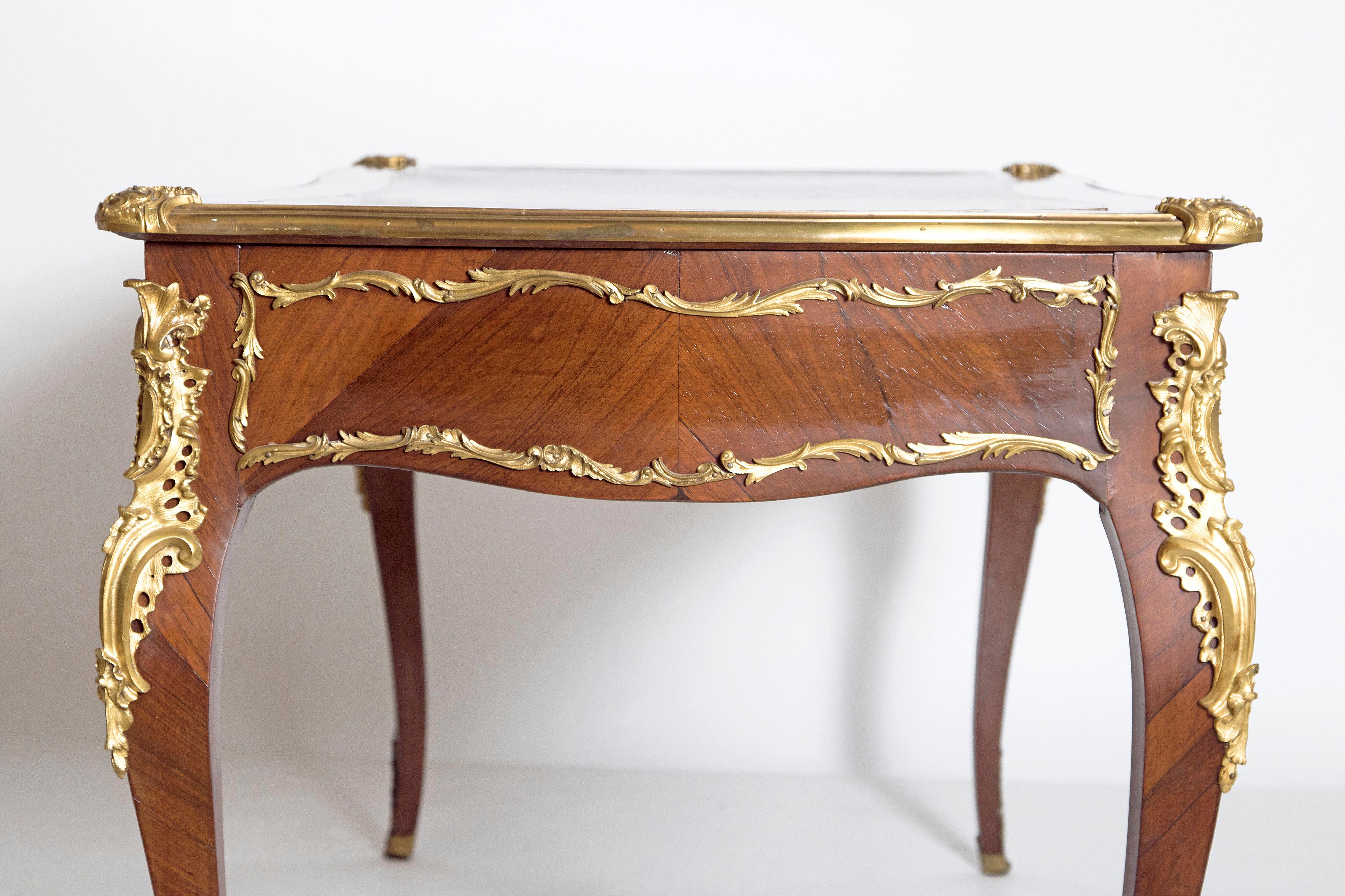 Late 19th Century Louis XV Style Rosewood and Ormolu Bureau Plat 1