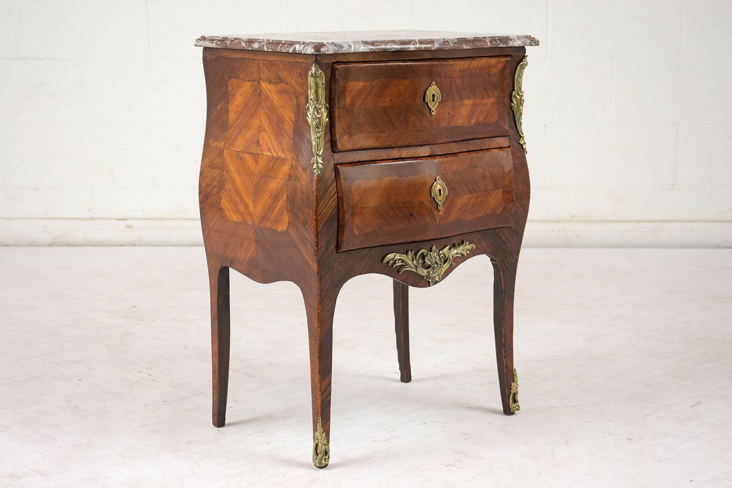 Polished 19th Century Louis XV Bombe Commode