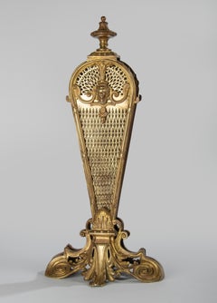 Late 19th Century Louis XVI Bronze Fan Foldable Peacock Fire Place Screen