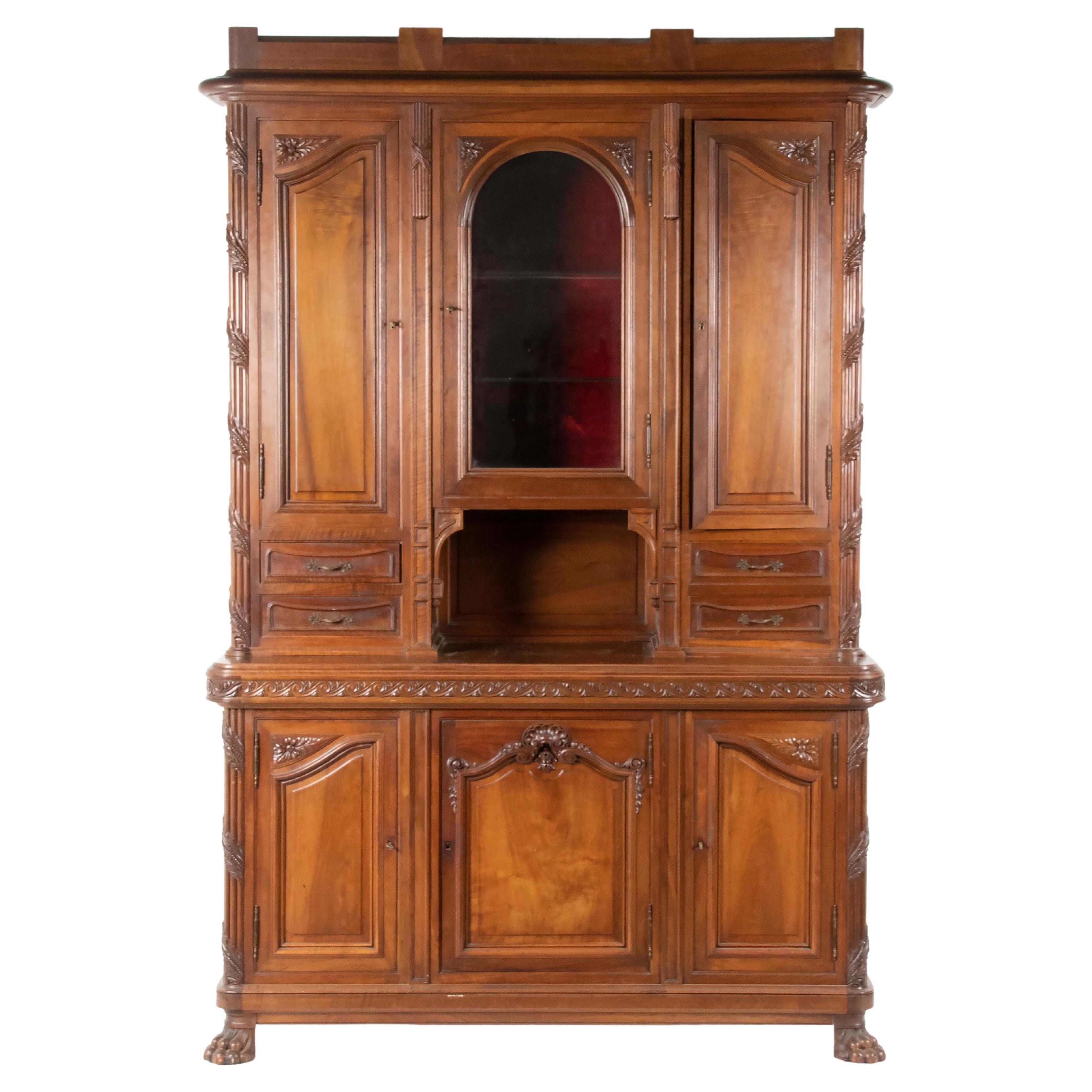 Late 19th Century Louis XVI Carved Walnut "Deux Corps" Cabinet For Sale
