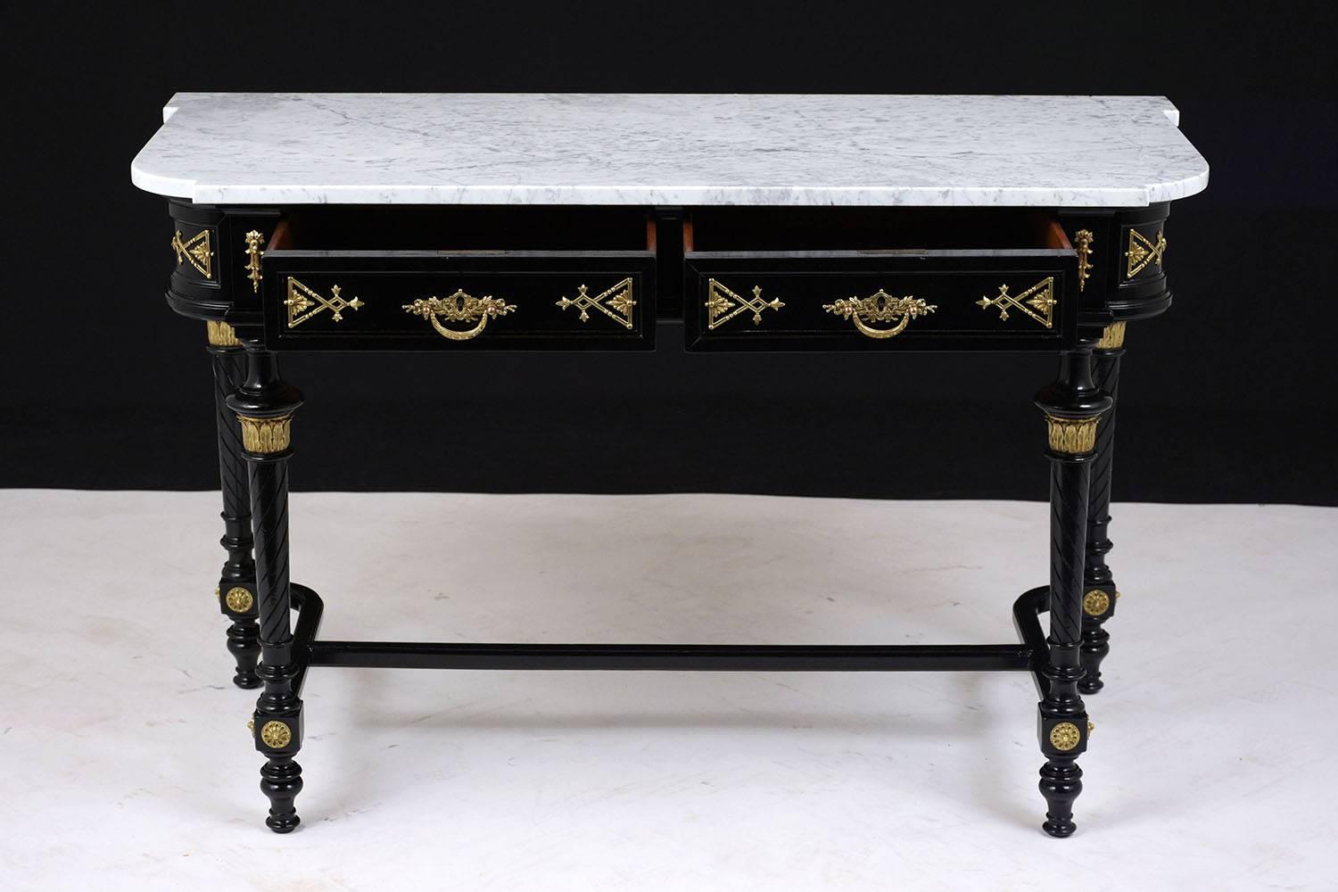 Hand-Carved 19th Century Louis XVI Style Marble Console Table