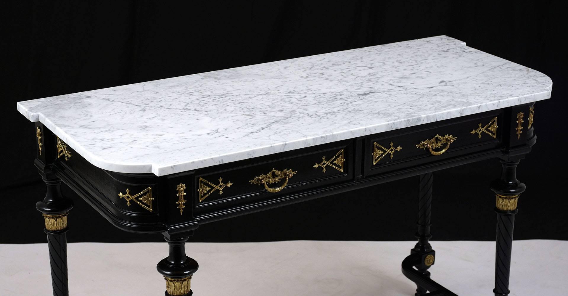 19th Century Louis XVI Style Marble Console Table In Good Condition In Los Angeles, CA