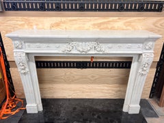 Antique Late 19th Century Louis XVI Mantel in Carrara Marble
