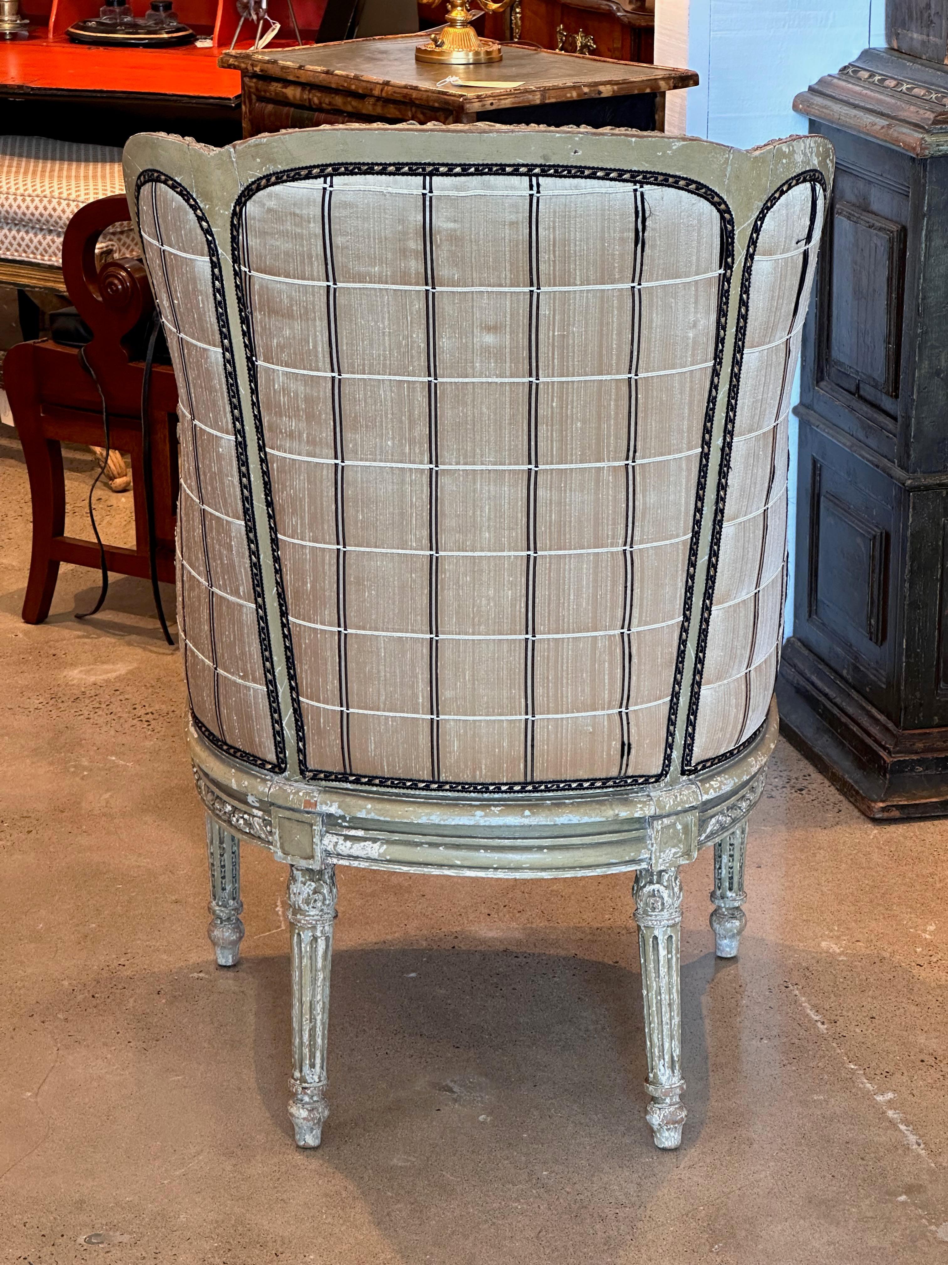 French Late 19th Century Louis XVI Painted Bergere For Sale