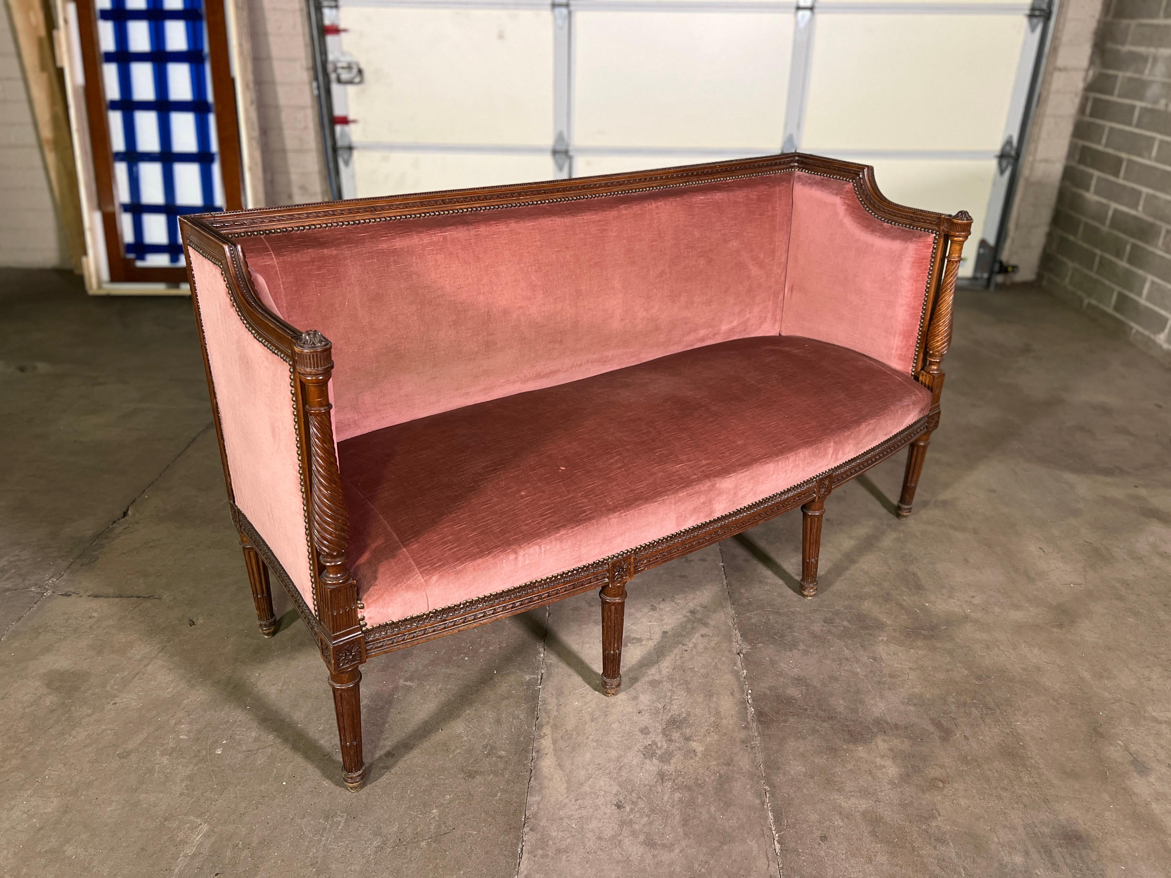 French Late 19th Century Louis XVI Settee with Detached Columns  For Sale