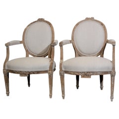 Antique Late 19th Century Louis XVI Style Armchairs Set of 2