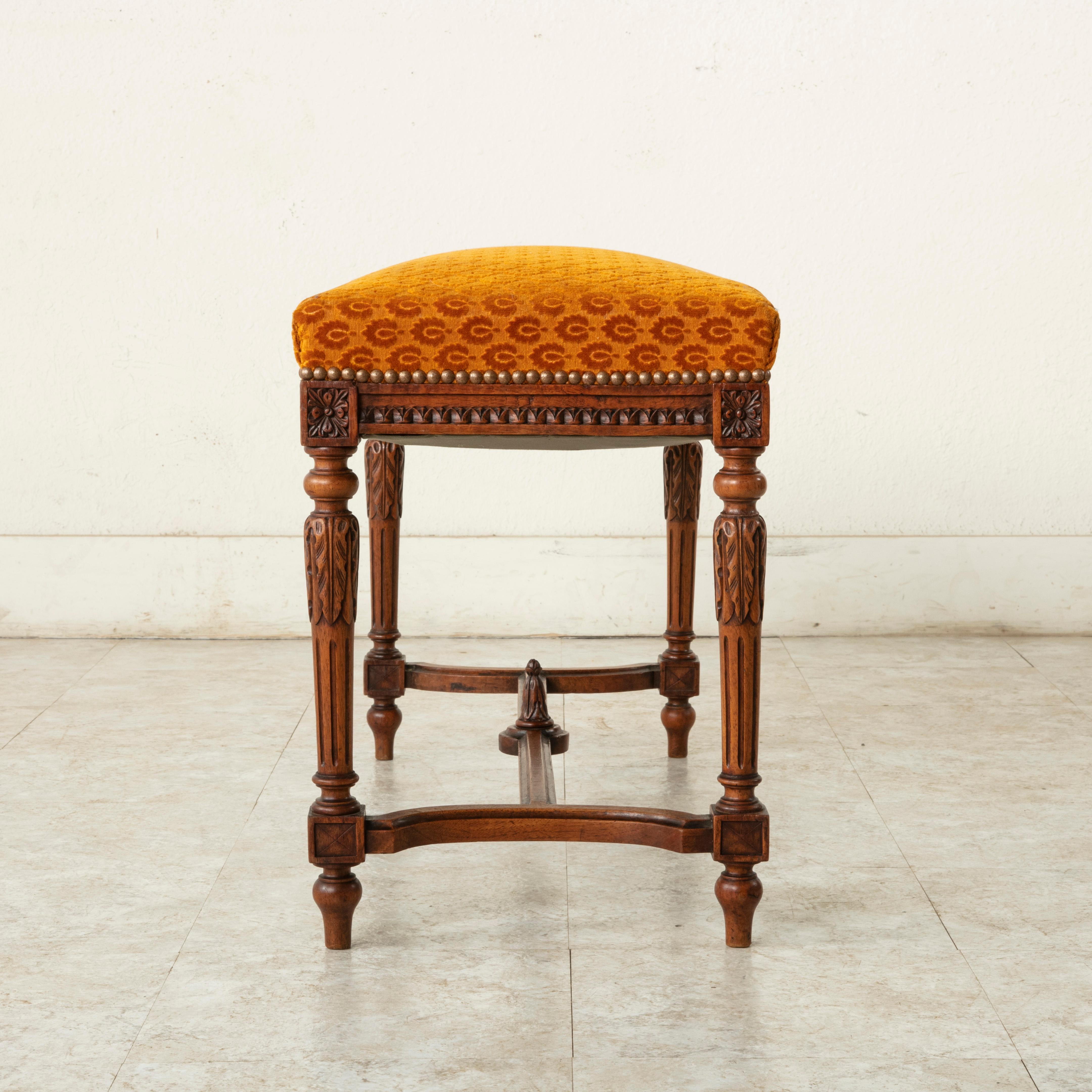Upholstery Late 19th Century Louis XVI Style Beechwood Bench or Banquette