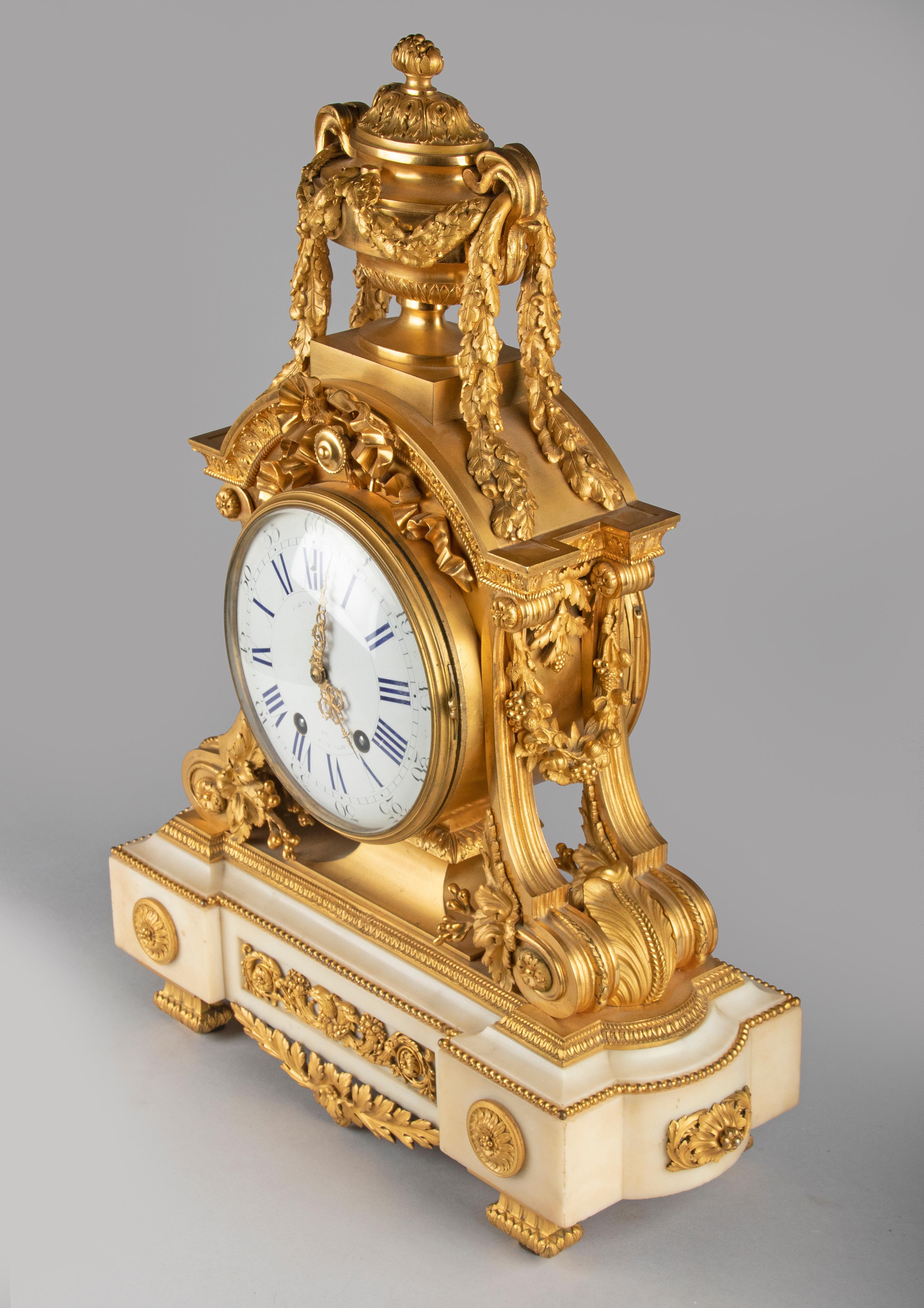 Late 19th Century Louis XVI Style Bronze Ormolu Mantel Clock by Charpentier For Sale 14