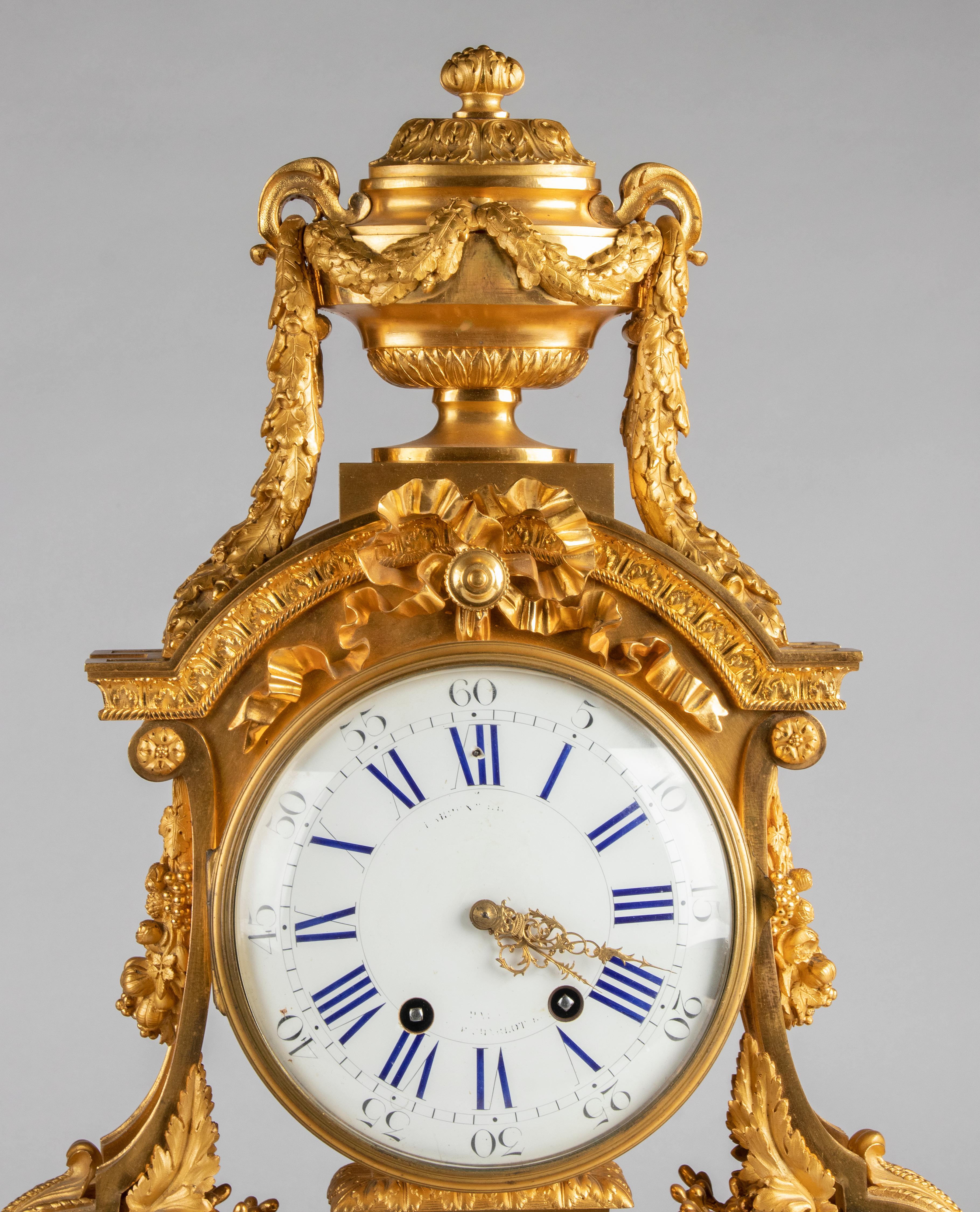 Late 19th Century Louis XVI Style Bronze Ormolu Mantel Clock by Charpentier For Sale 1
