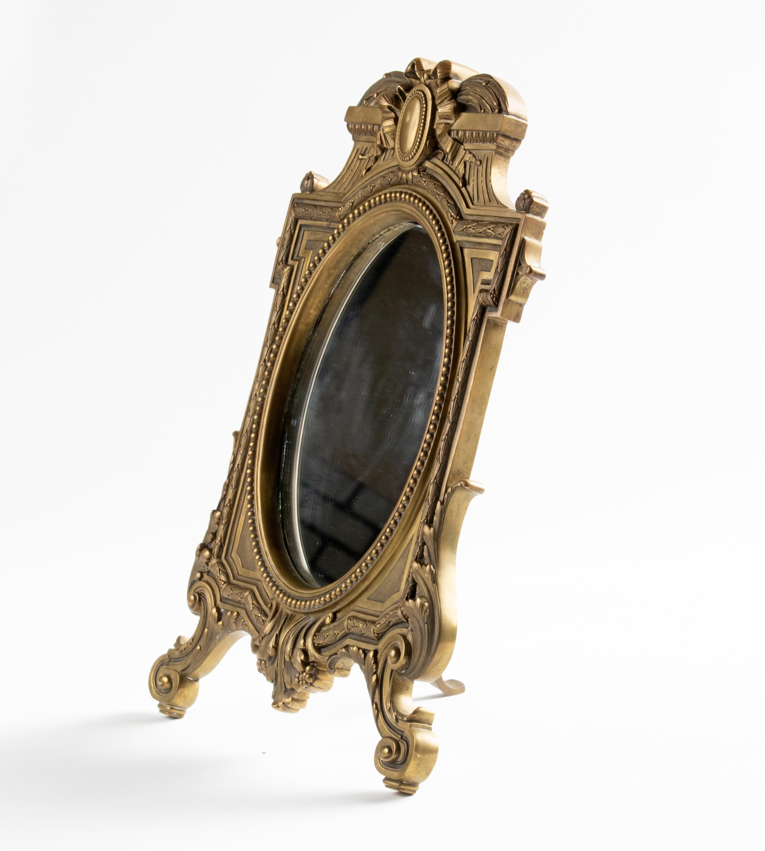 Late 19th Century Louis XVI Style Bronze Table Mirror 13