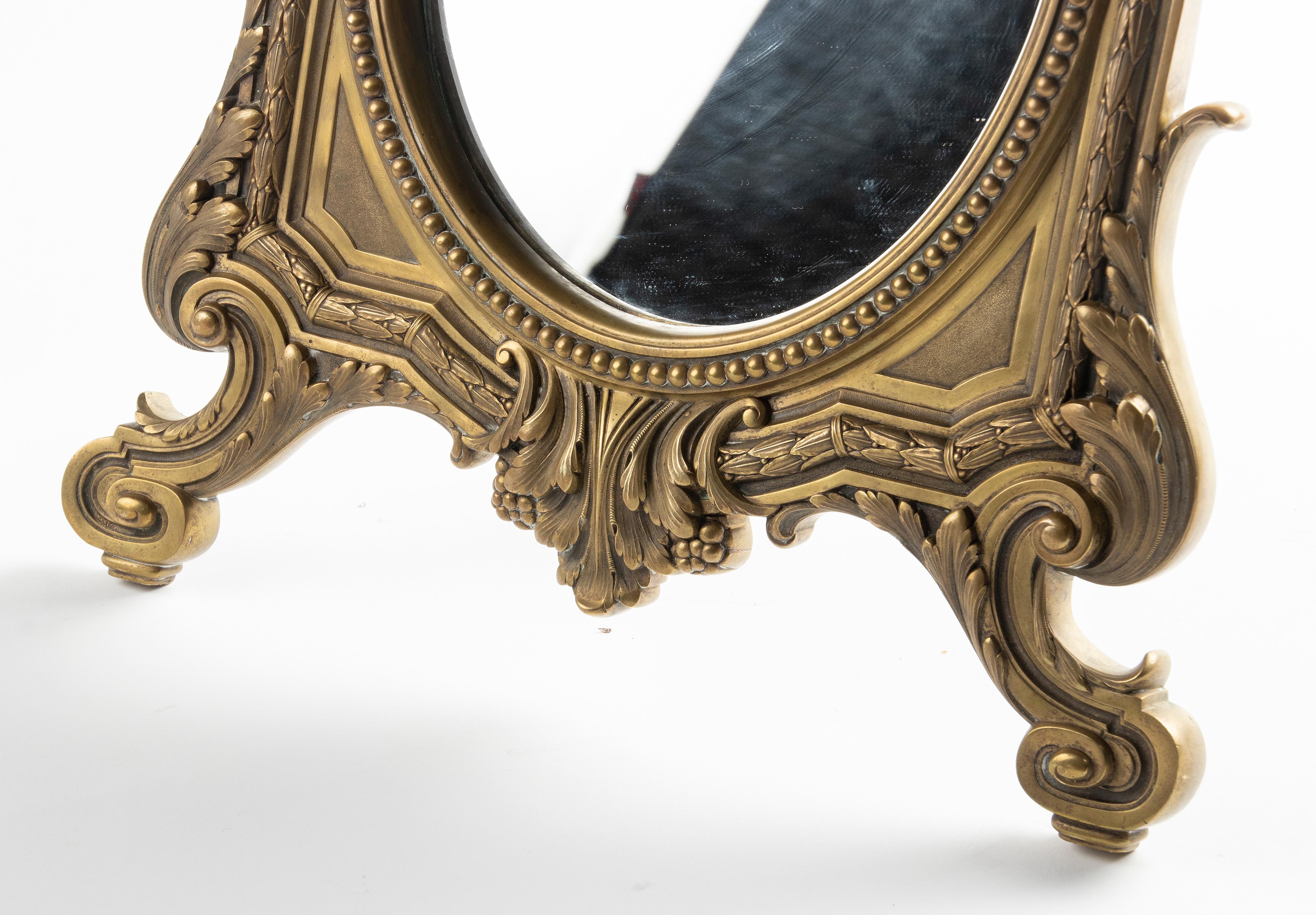 Late 19th Century Louis XVI Style Bronze Table Mirror 14