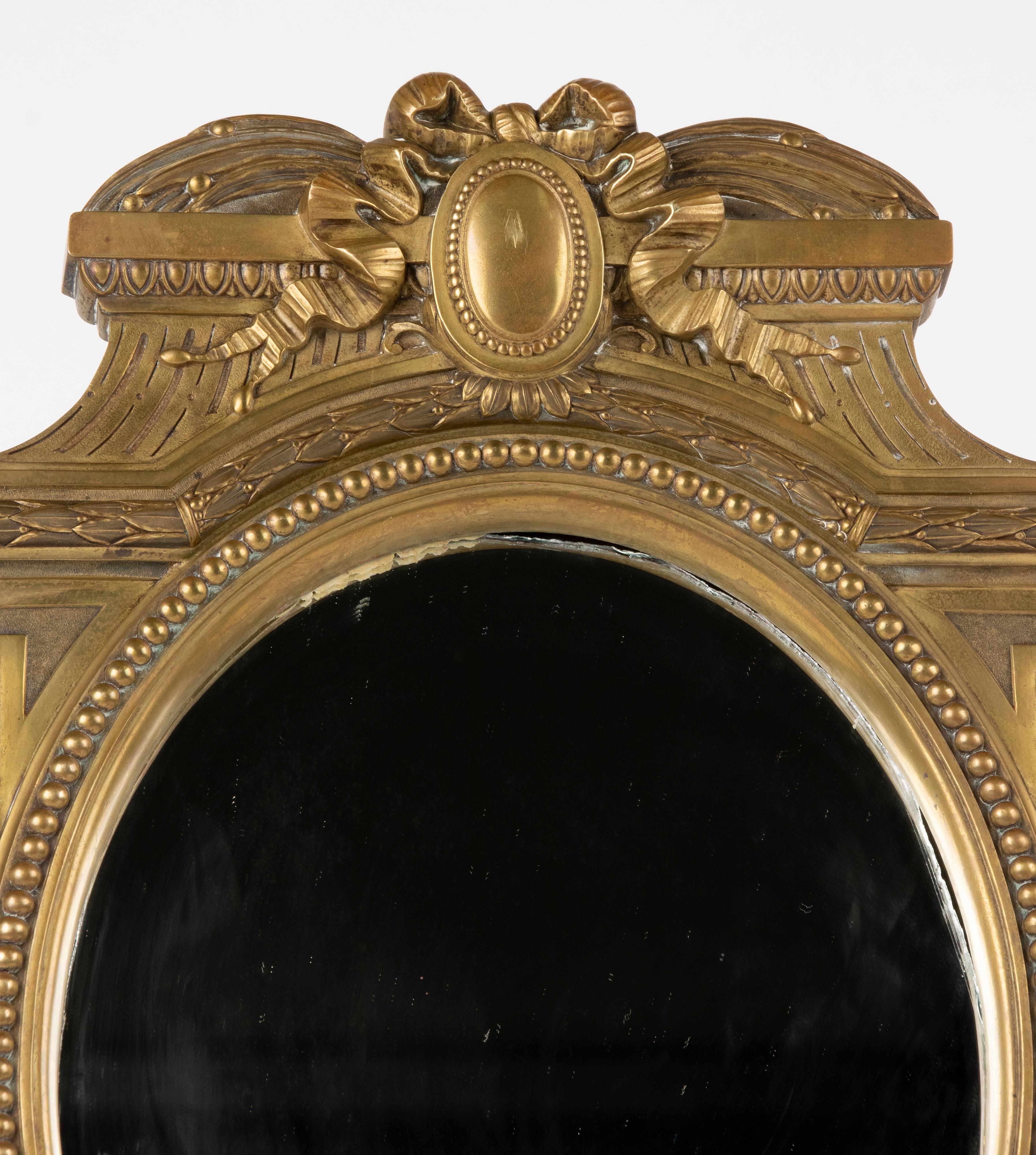 French Late 19th Century Louis XVI Style Bronze Table Mirror