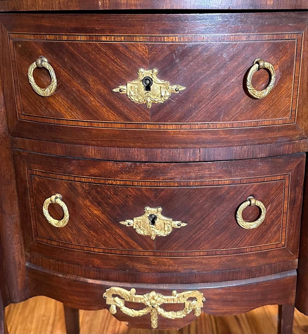 Late 19th Century Louis XVI Style Fruitwood Marquetry 2-Drawer Commode For Sale 2