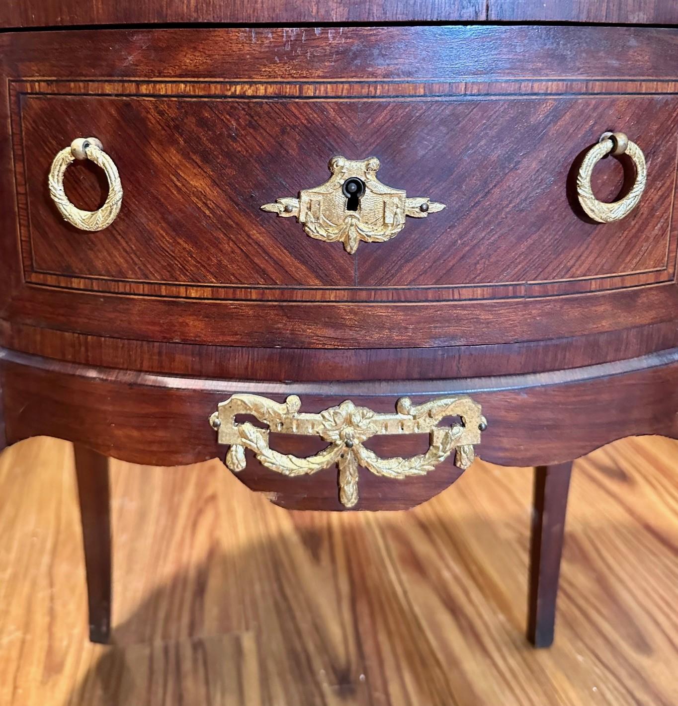 Late 19th Century Louis XVI Style Fruitwood Marquetry 2-Drawer Commode For Sale 3