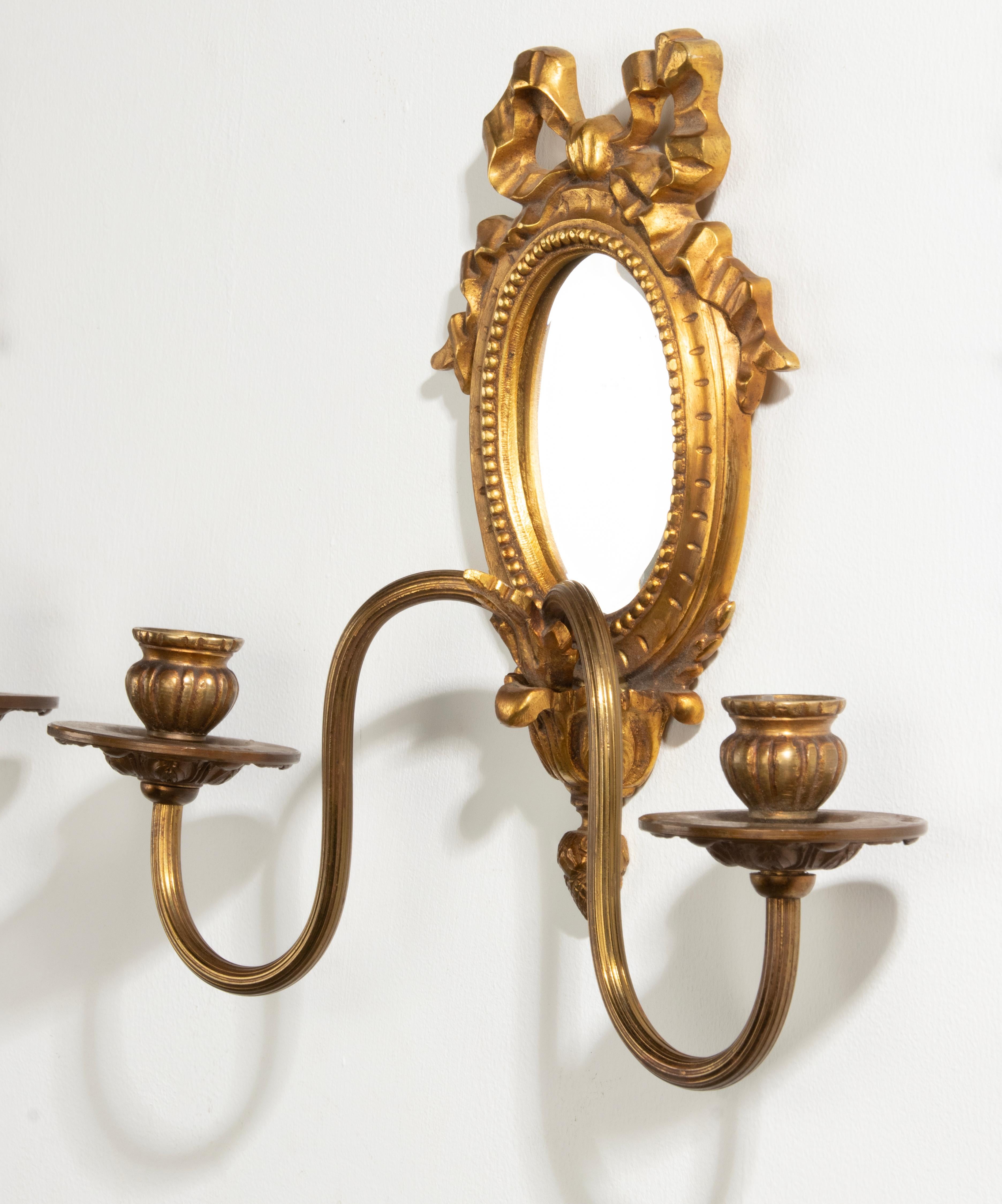 Late 19th Century Louis XVI Style Gilt Bronze Wall Candle Sconces with Mirror 10