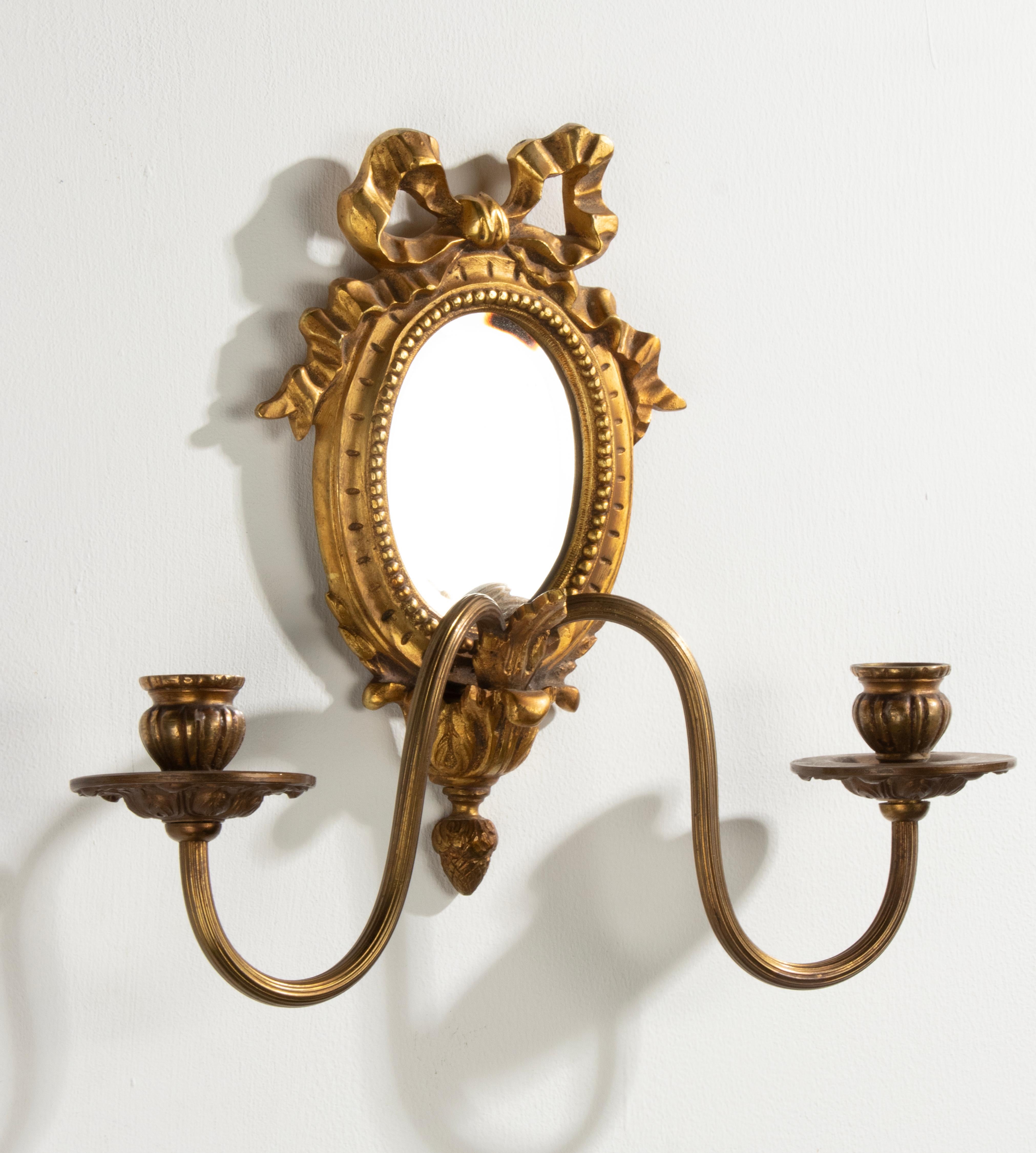 Late 19th Century Louis XVI Style Gilt Bronze Wall Candle Sconces with Mirror 12